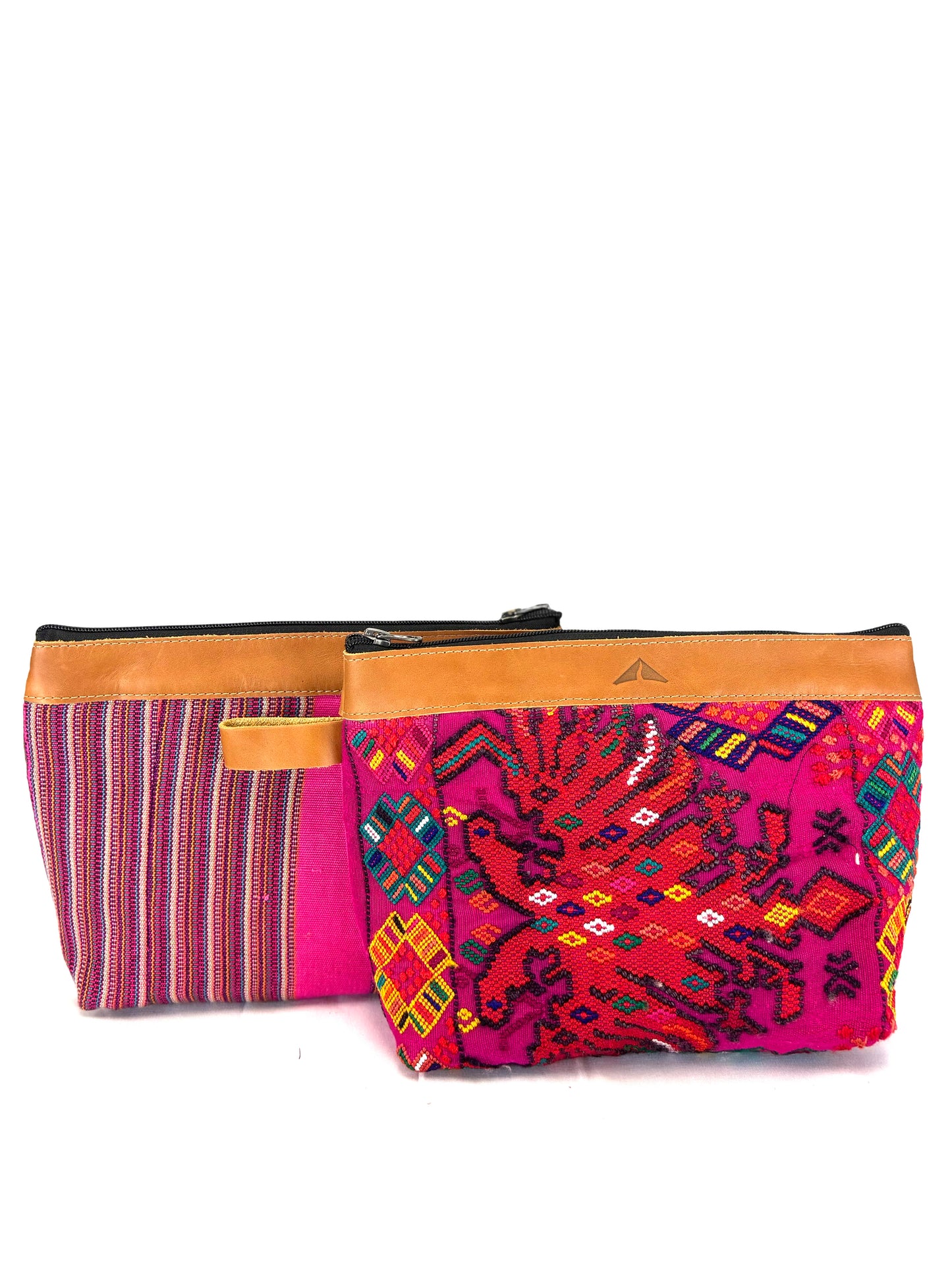 Cosmetic Bag with Leather Trim