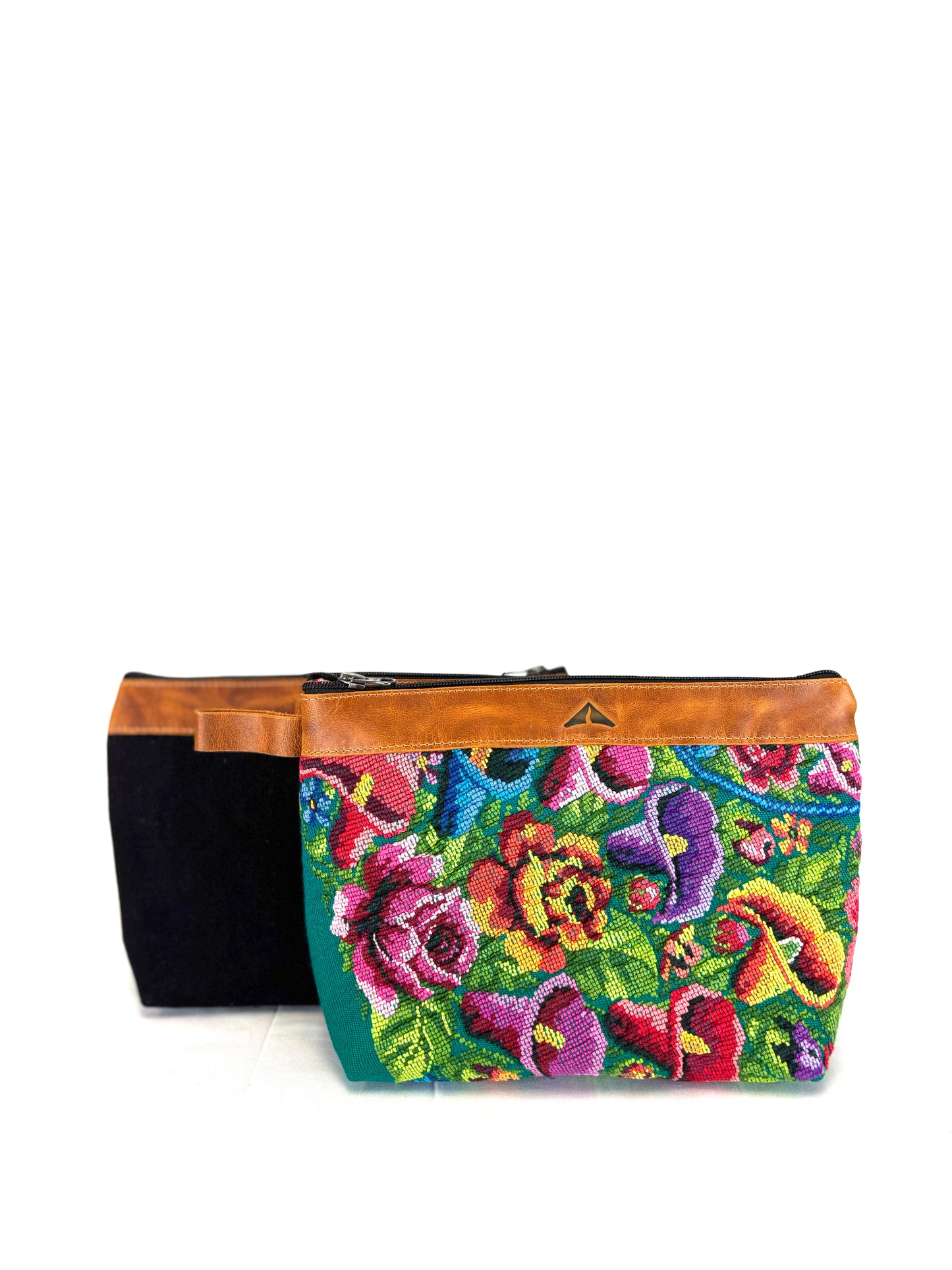 Cosmetic Bag with Leather Trim