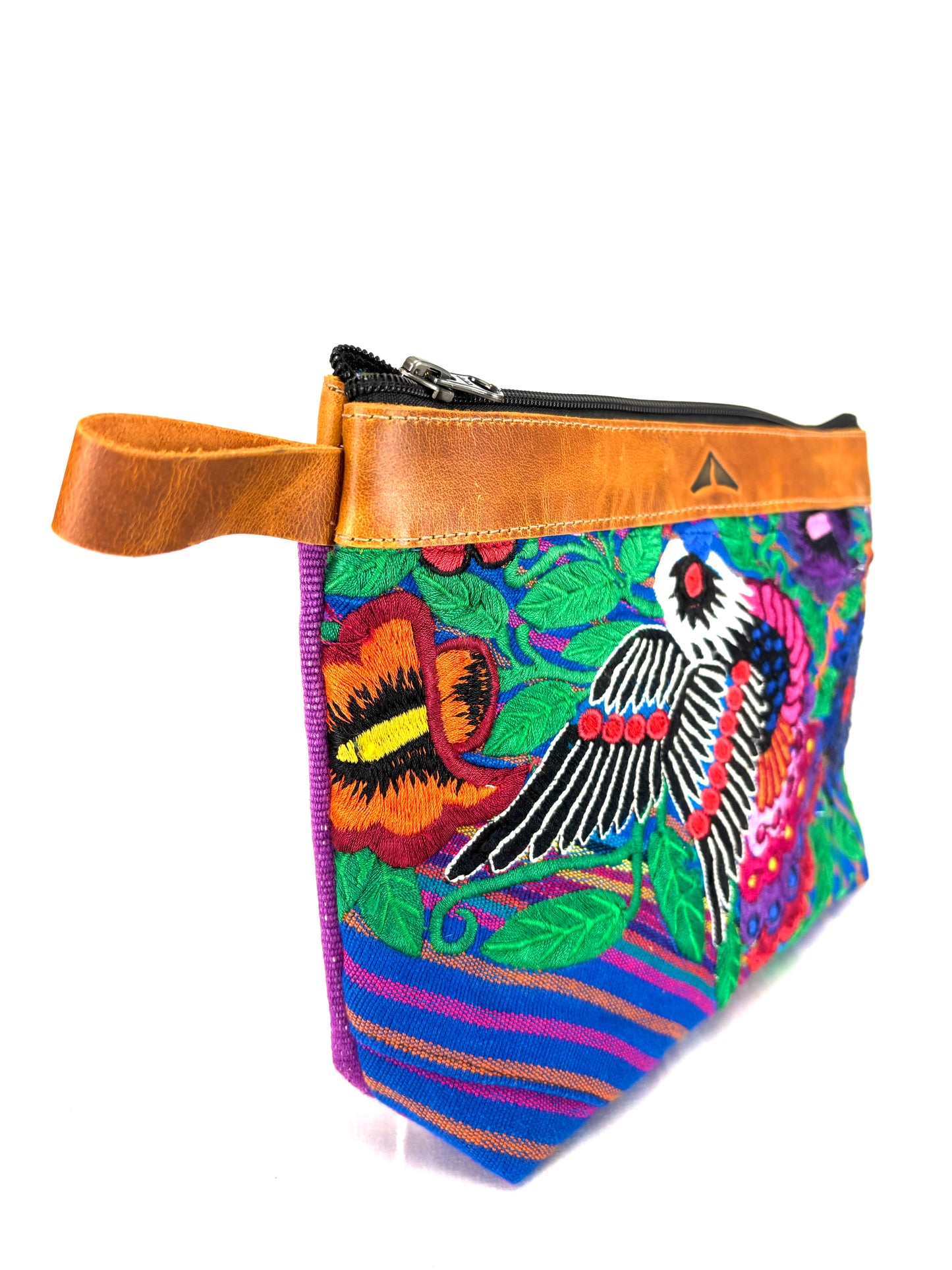 Cosmetic Bag with Leather Trim