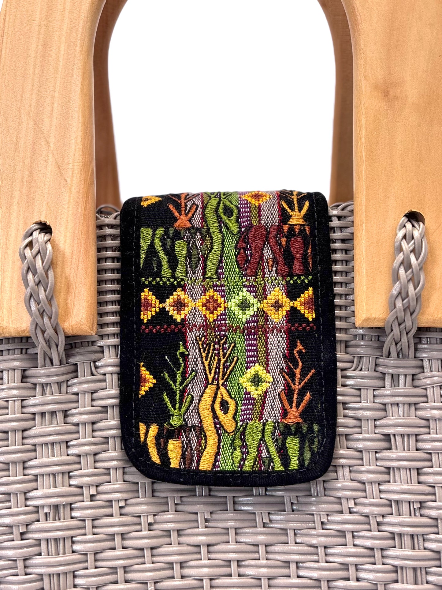 Woven Beach Collection - Large w/ Wooden Handle - Taupe