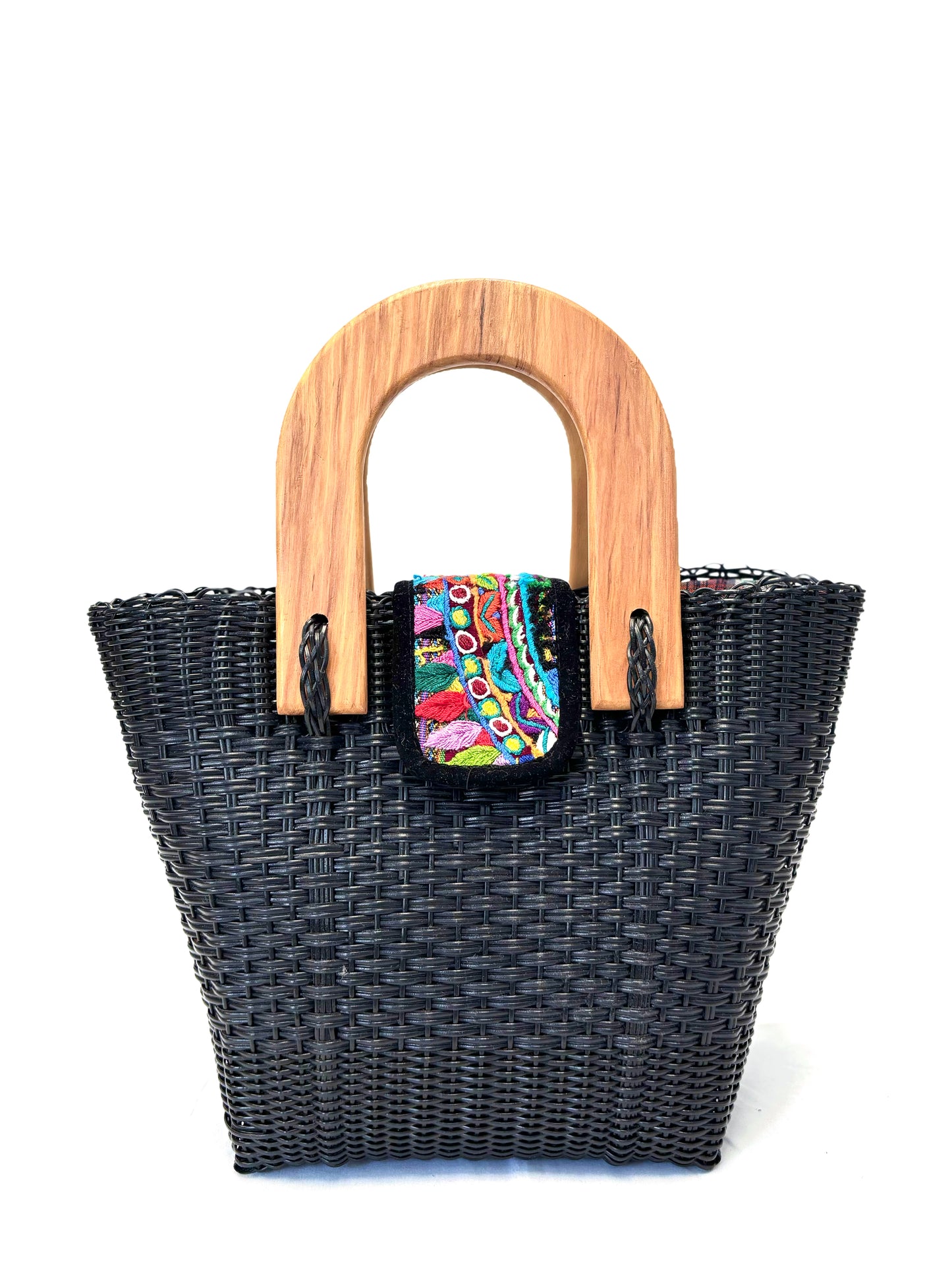 Woven Beach Collection - Large w/ Wooden Handle - Very Black
