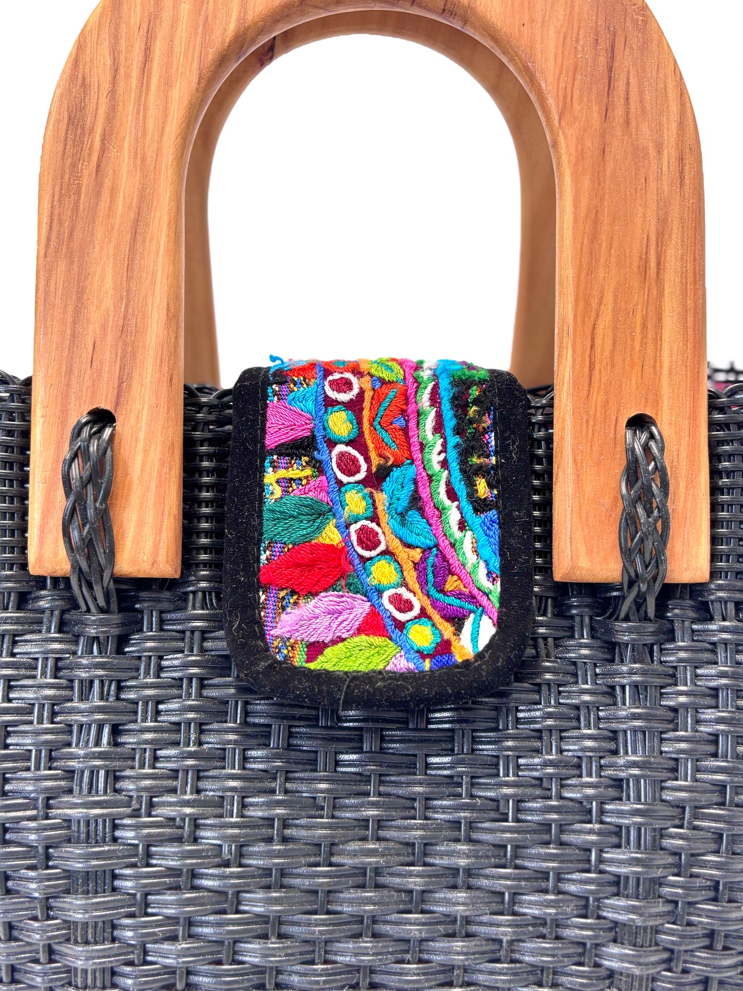 Woven Beach Collection - Large w/ Wooden Handle - Very Black
