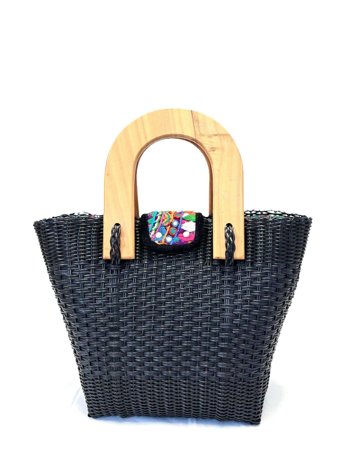 Woven Beach Collection - Large w/ Wooden Handle - Very Black