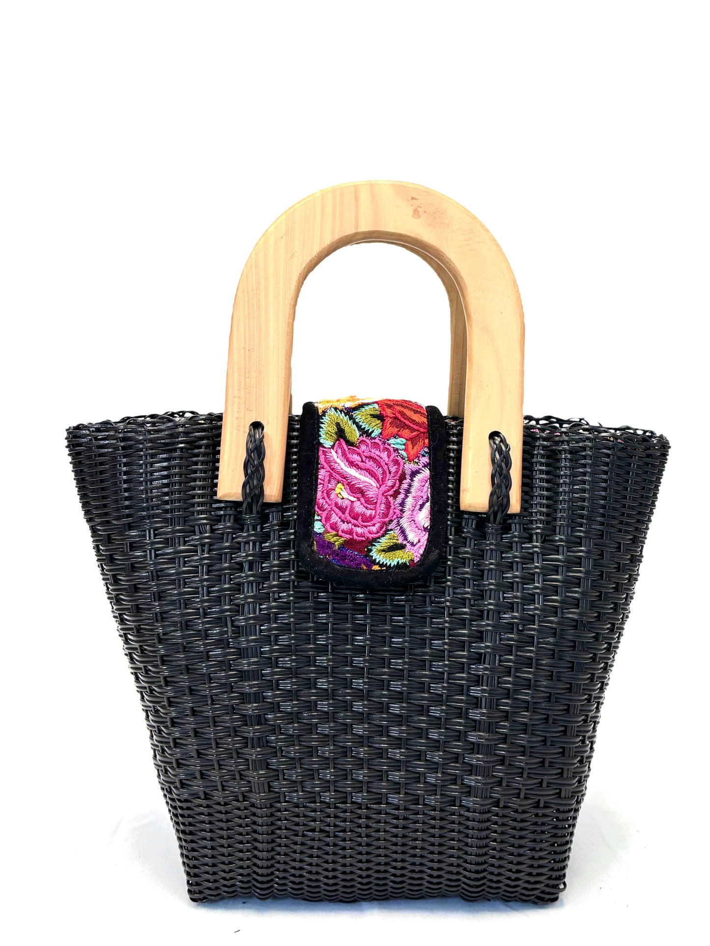 Woven Beach Collection - Large w/ Wooden Handle - Very Black