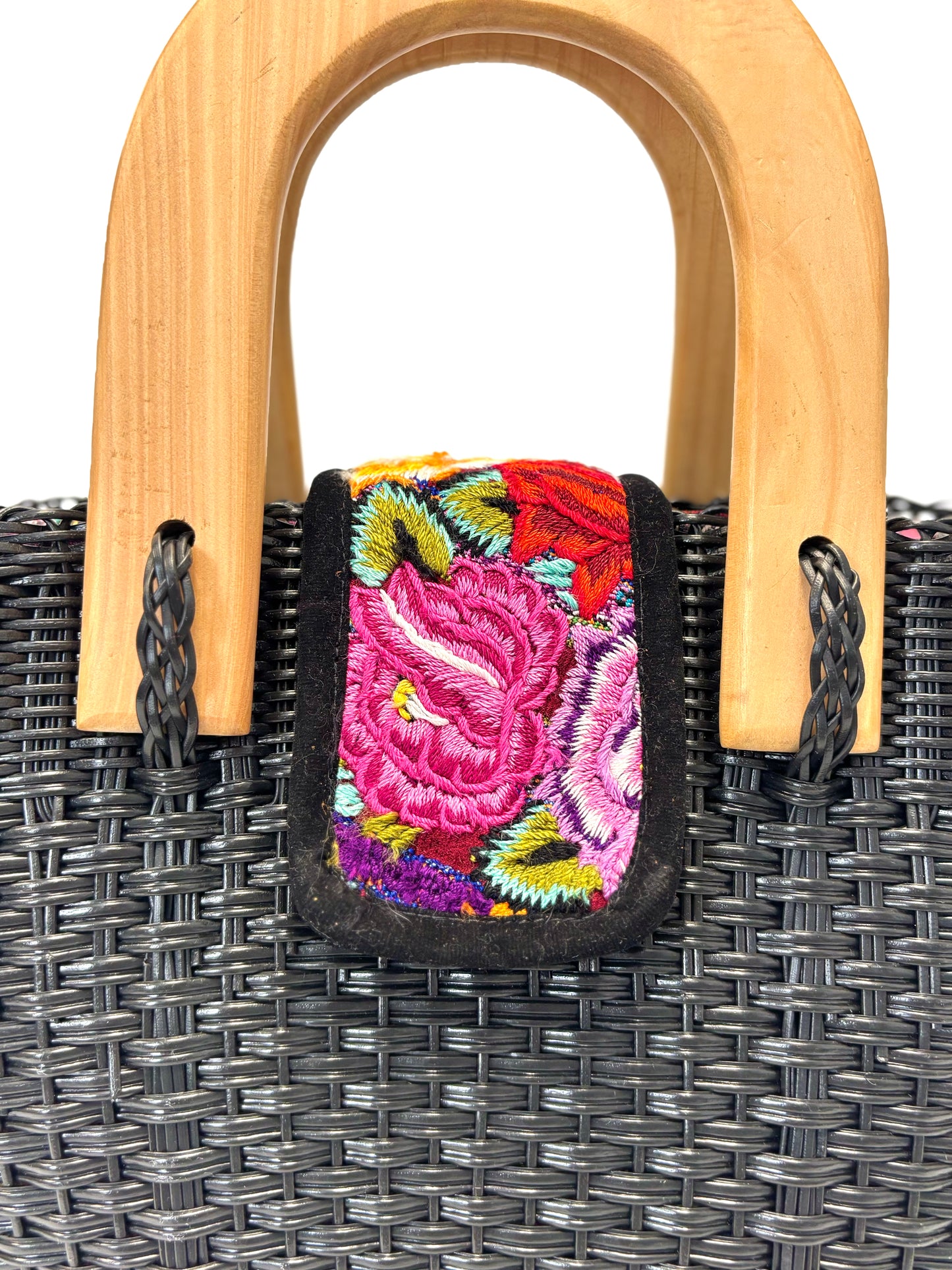 Woven Beach Collection - Large w/ Wooden Handle - Very Black