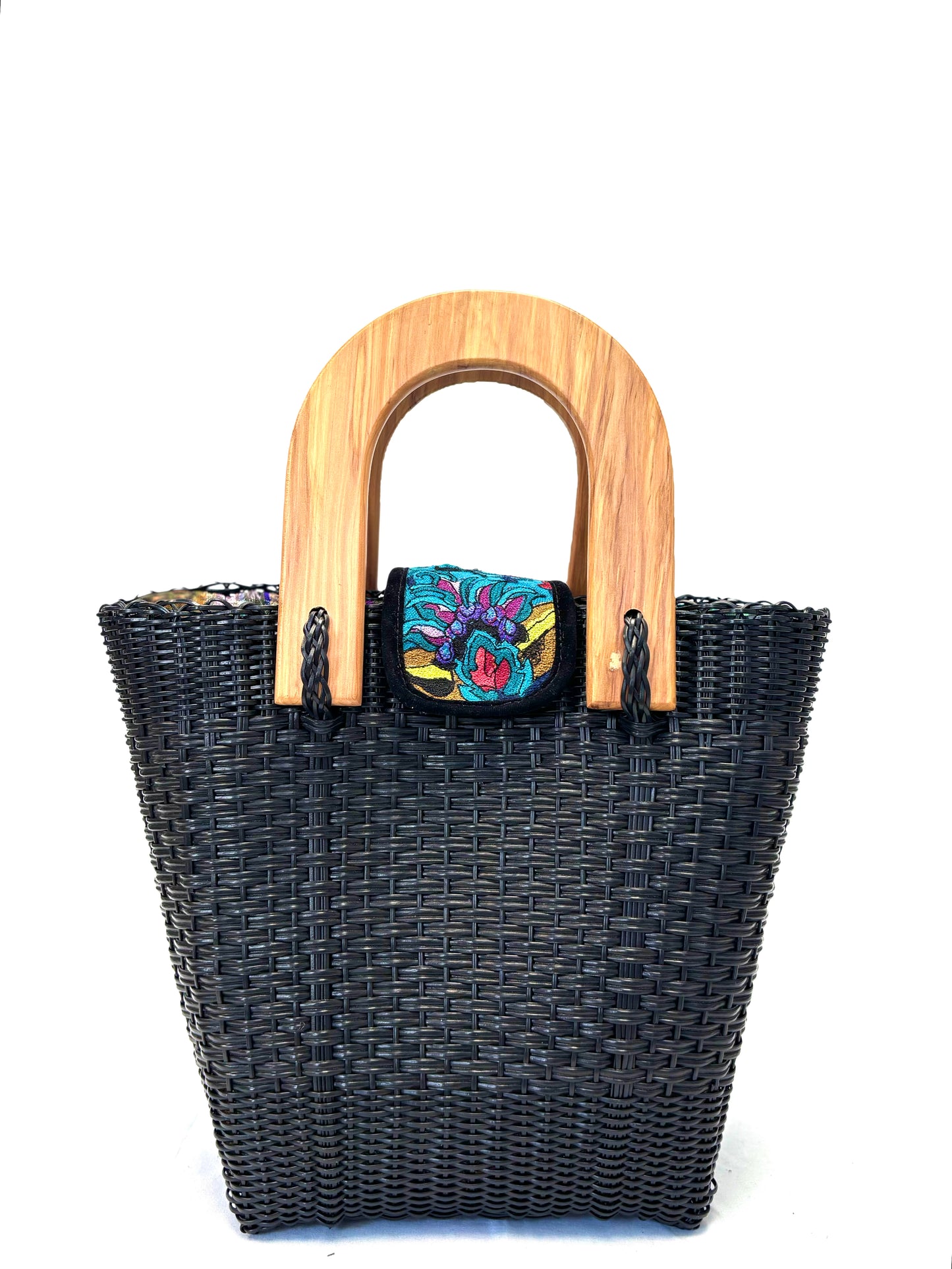 Woven Beach Collection - Large w/ Wooden Handle - Very Black