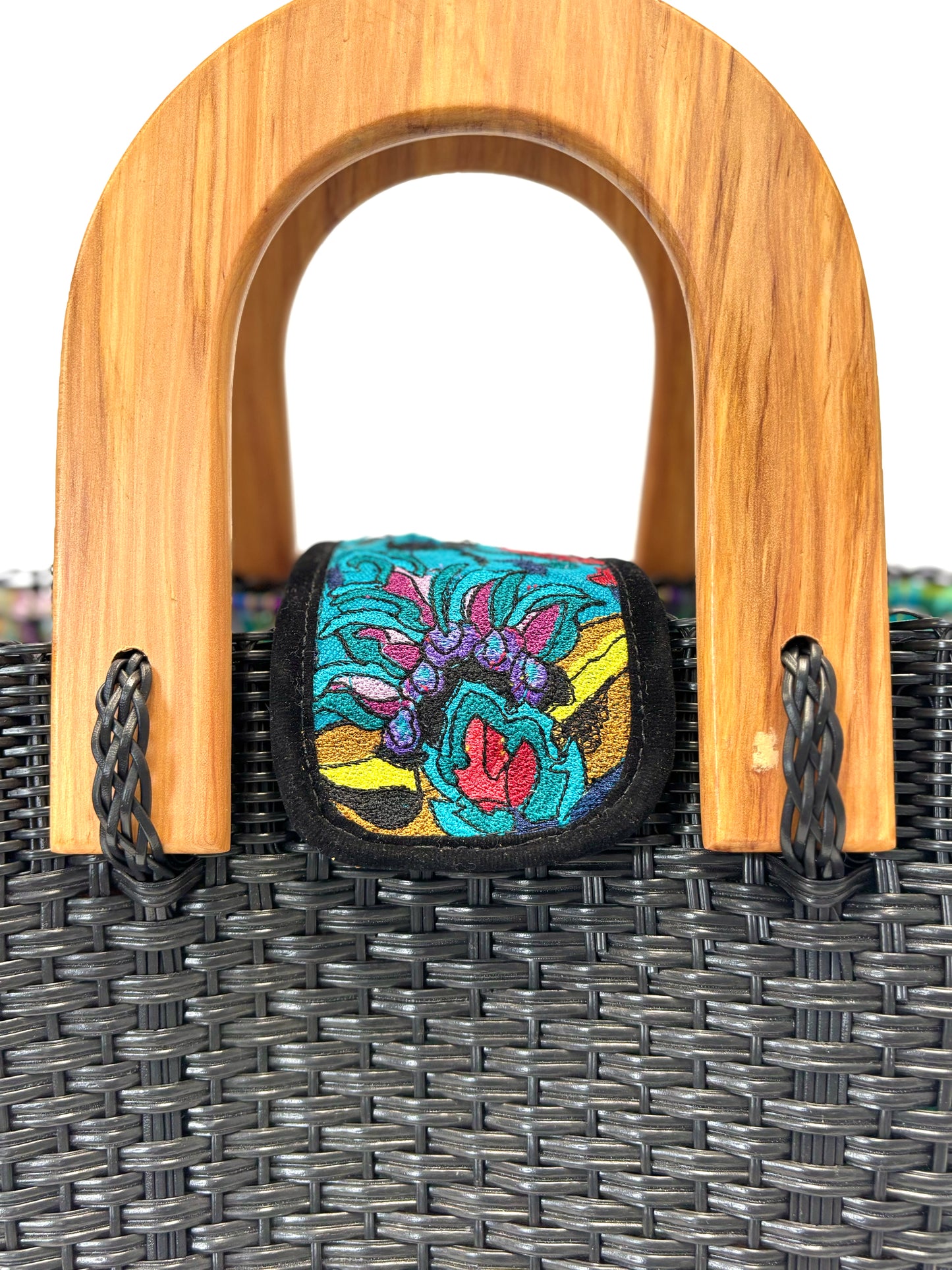 Woven Beach Collection - Large w/ Wooden Handle - Very Black