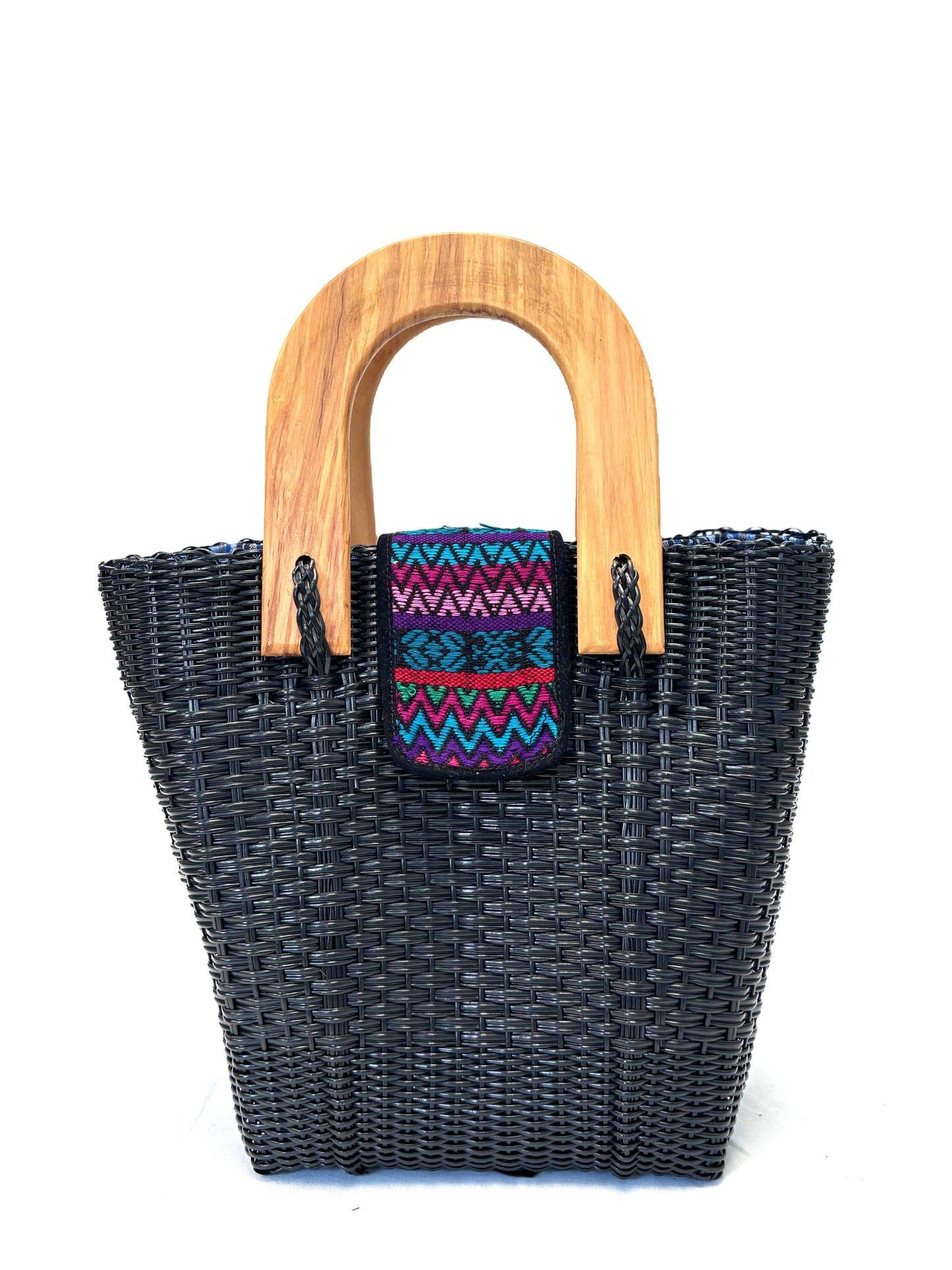 Woven Beach Collection - Large w/ Wooden Handle - Very Black