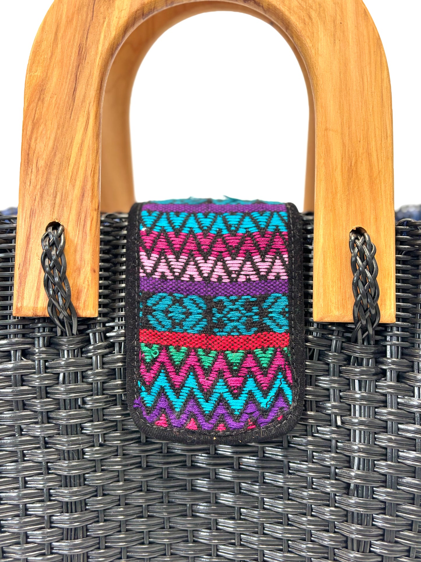 Woven Beach Collection - Large w/ Wooden Handle - Very Black