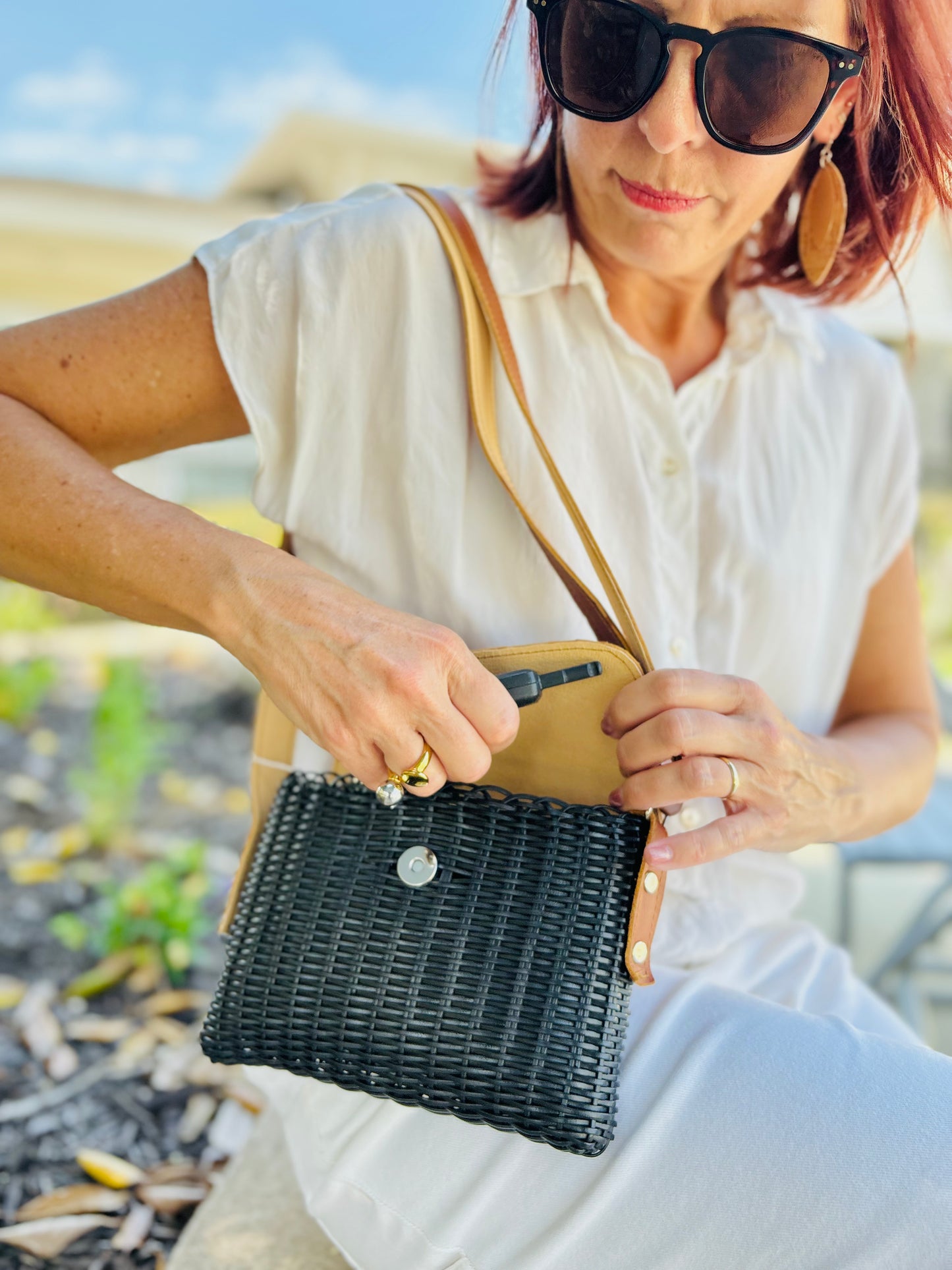 Woven Beach Collection - Mini w/ Sandalwood Leather Accent