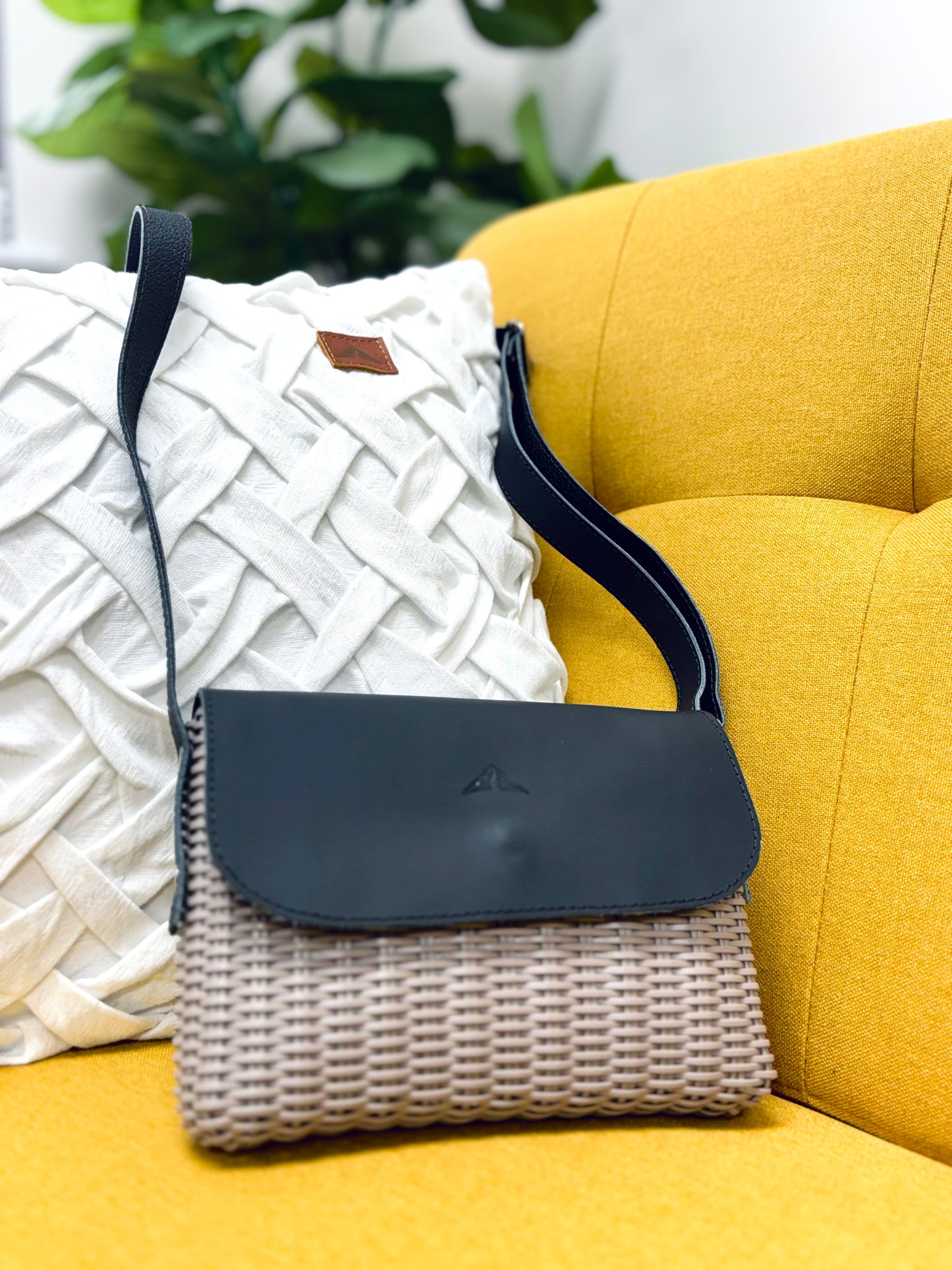 Woven Beach Collection - Mini w/ Black Leather Accent