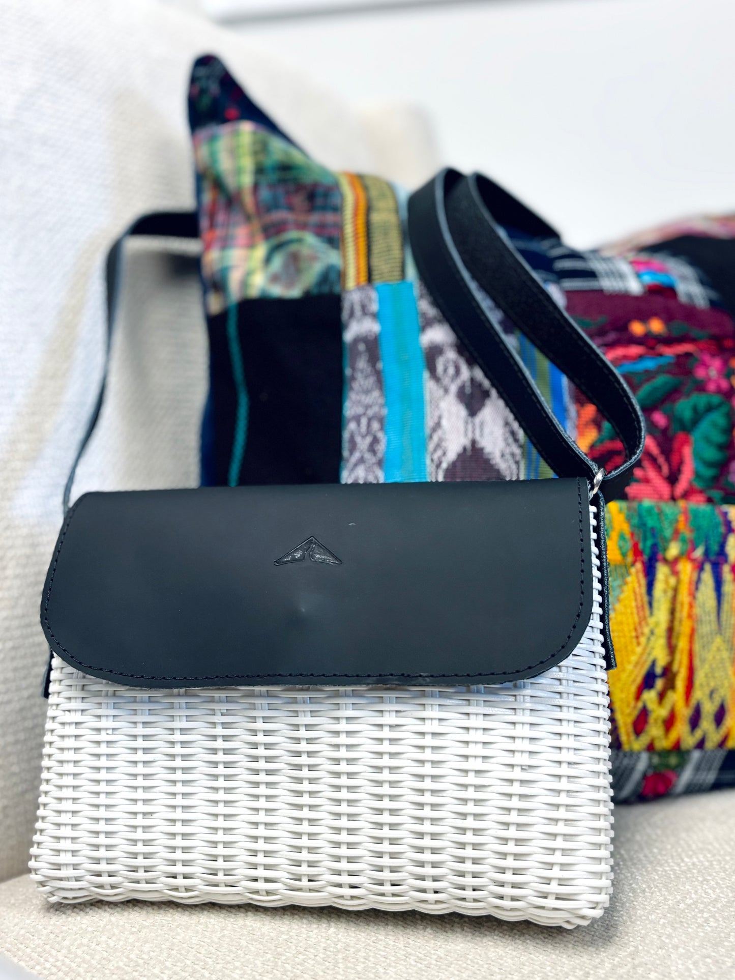 Woven Beach Collection - Mini w/ Black Leather Accent