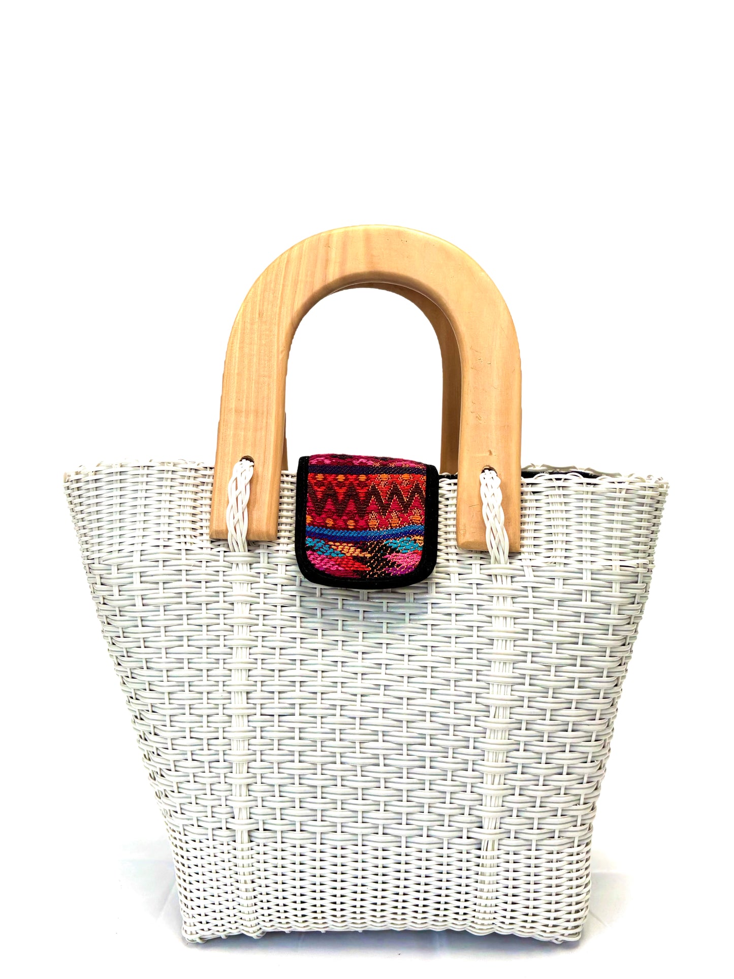 Woven Beach Collection - Large w/ Wooden Handle - Crisp White