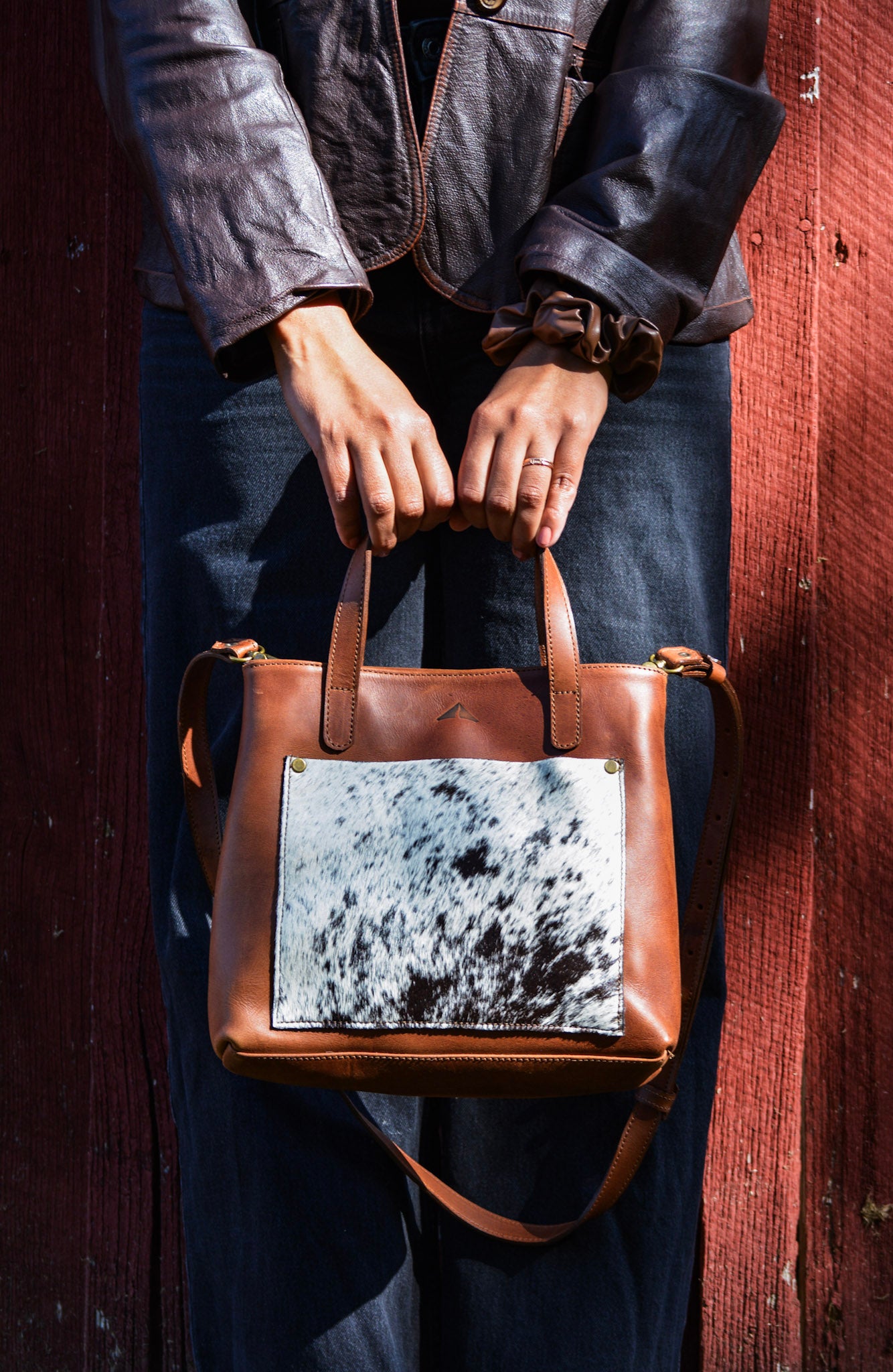 The Perfect Leather Handbag w/ Cowhide Pocket