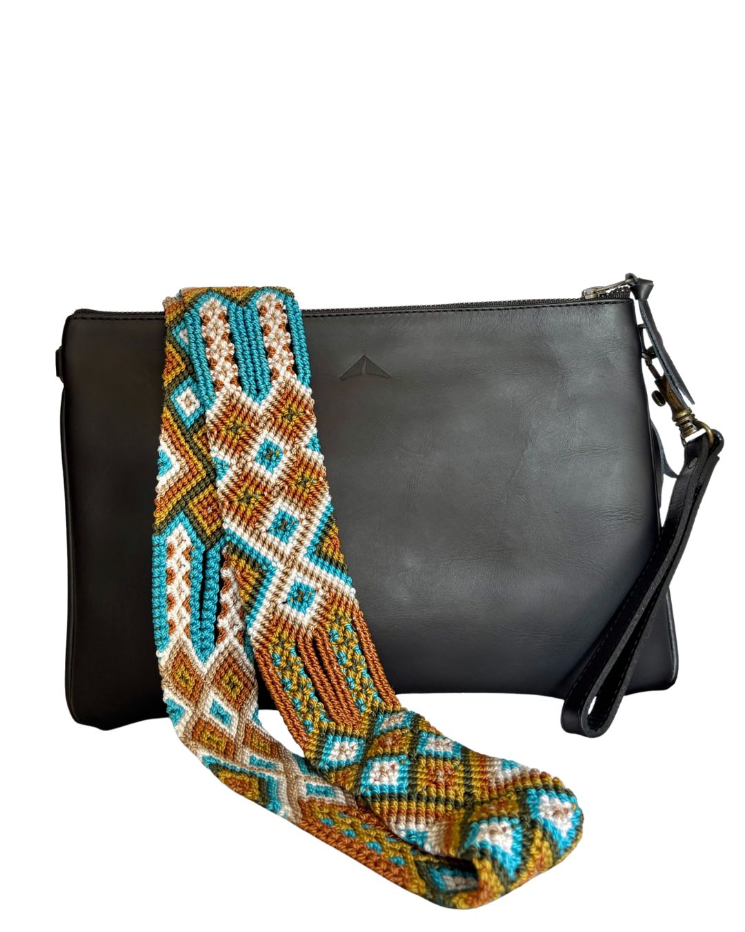 Crossbody w/ Woven Guatemalan Strap - Black