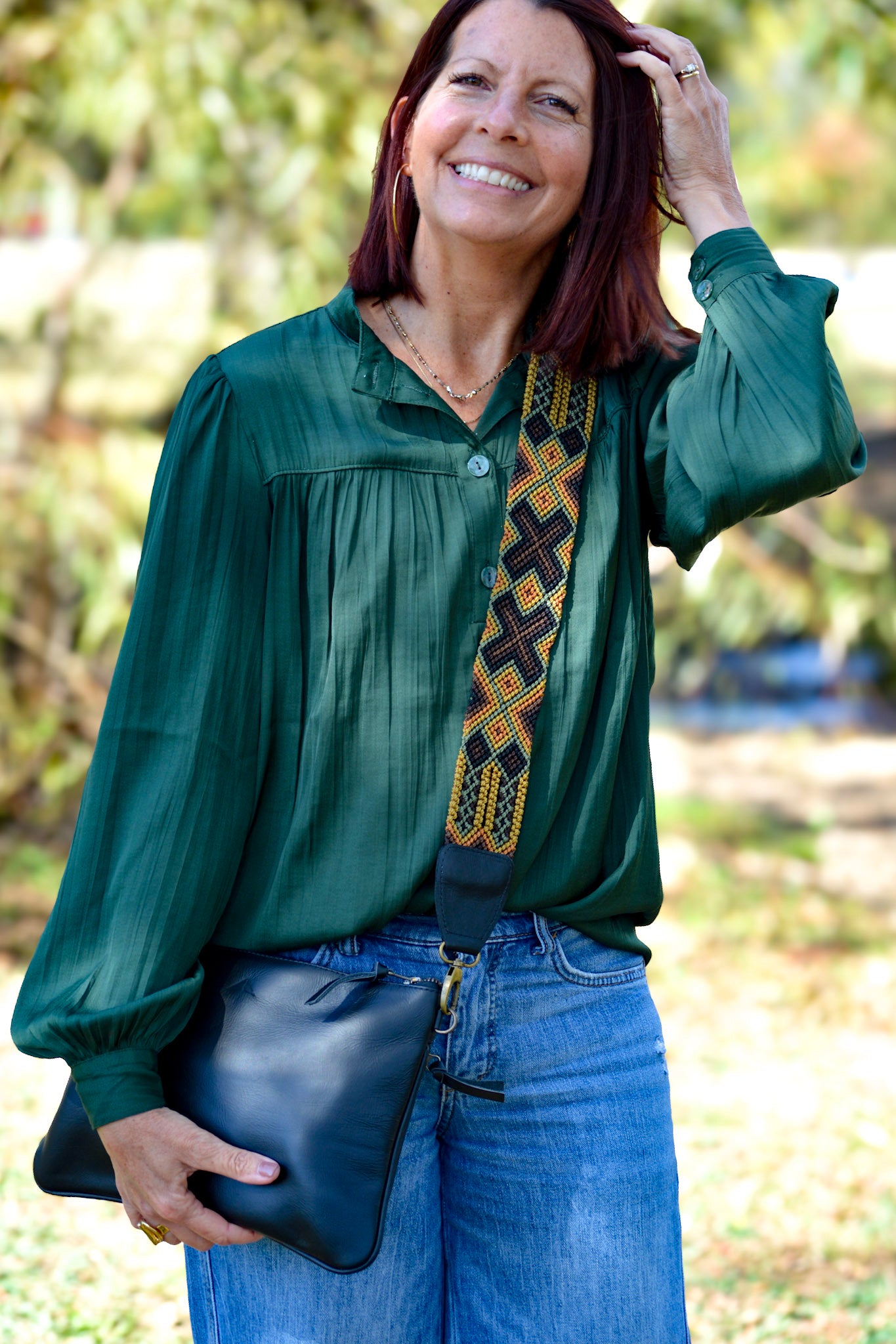 Crossbody w/ Woven Guatemalan Strap - Black