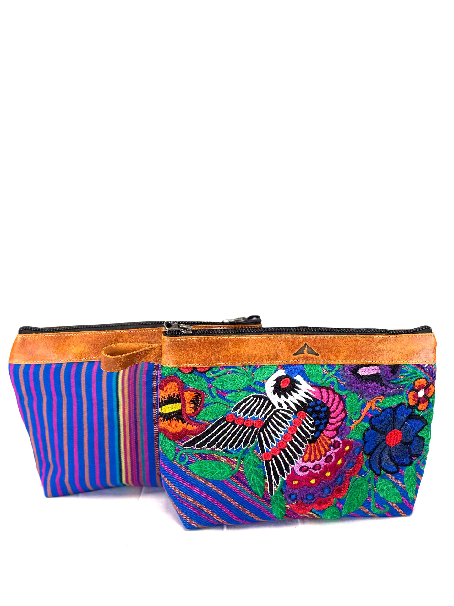 Cosmetic Bag with Leather Trim