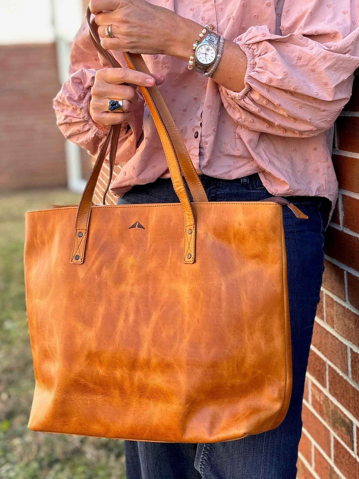 Full Grain Leather Tote - Camel