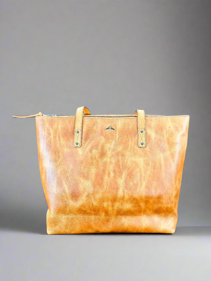 Full Grain Leather Tote - Camel