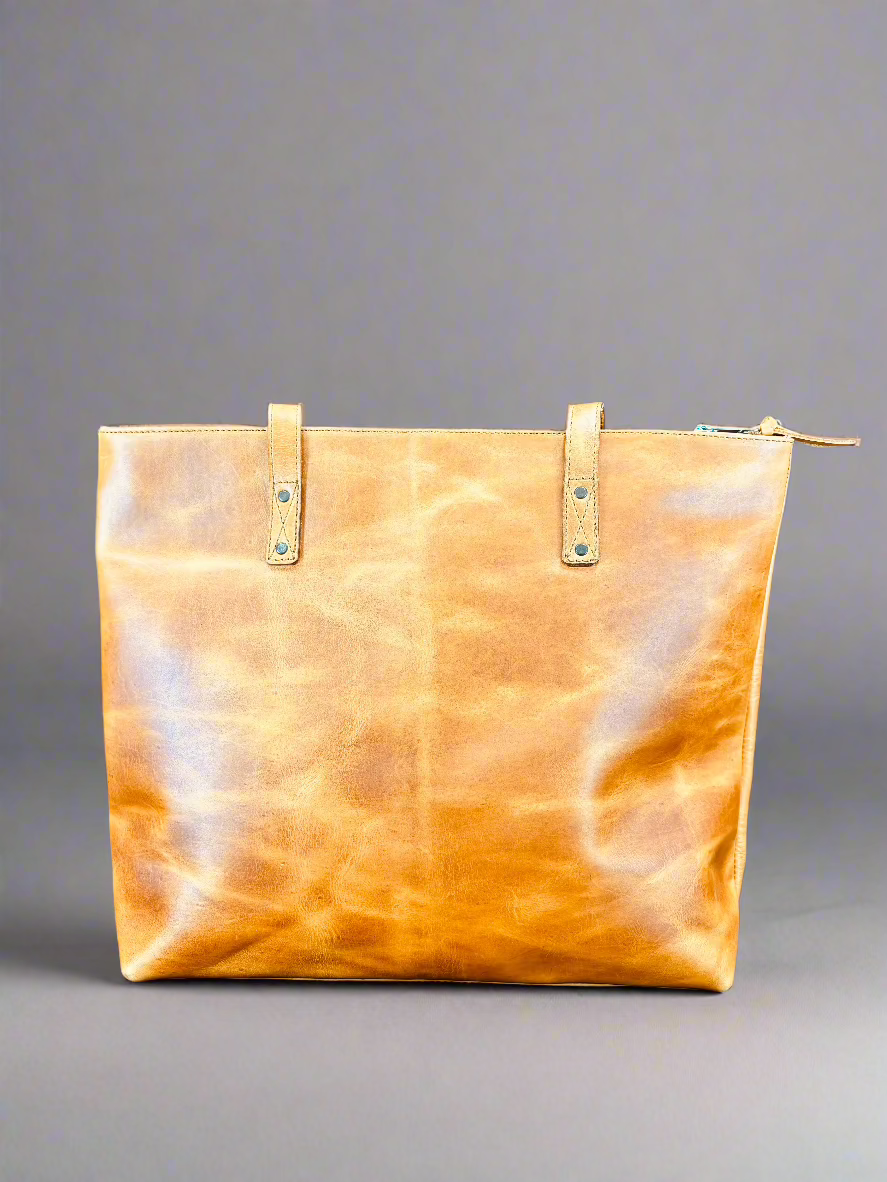 Full Grain Leather Tote - Camel