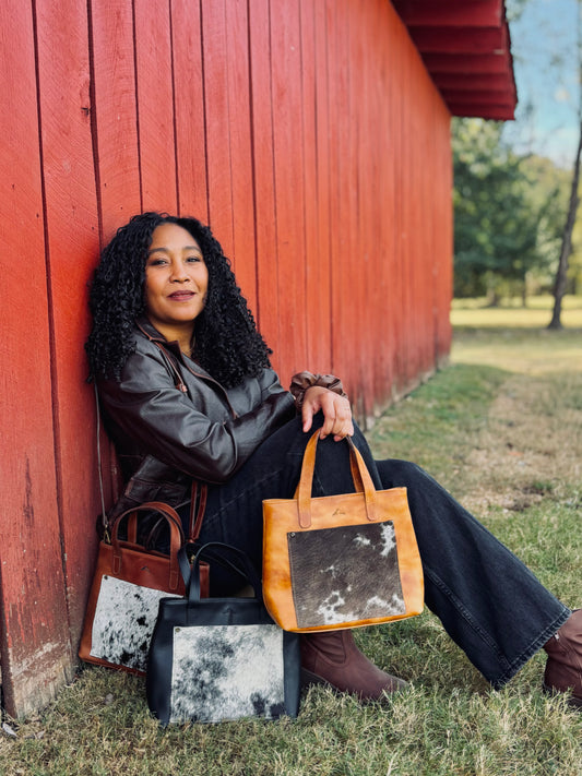 The Perfect Leather Handbag w/ Cowhide Pocket