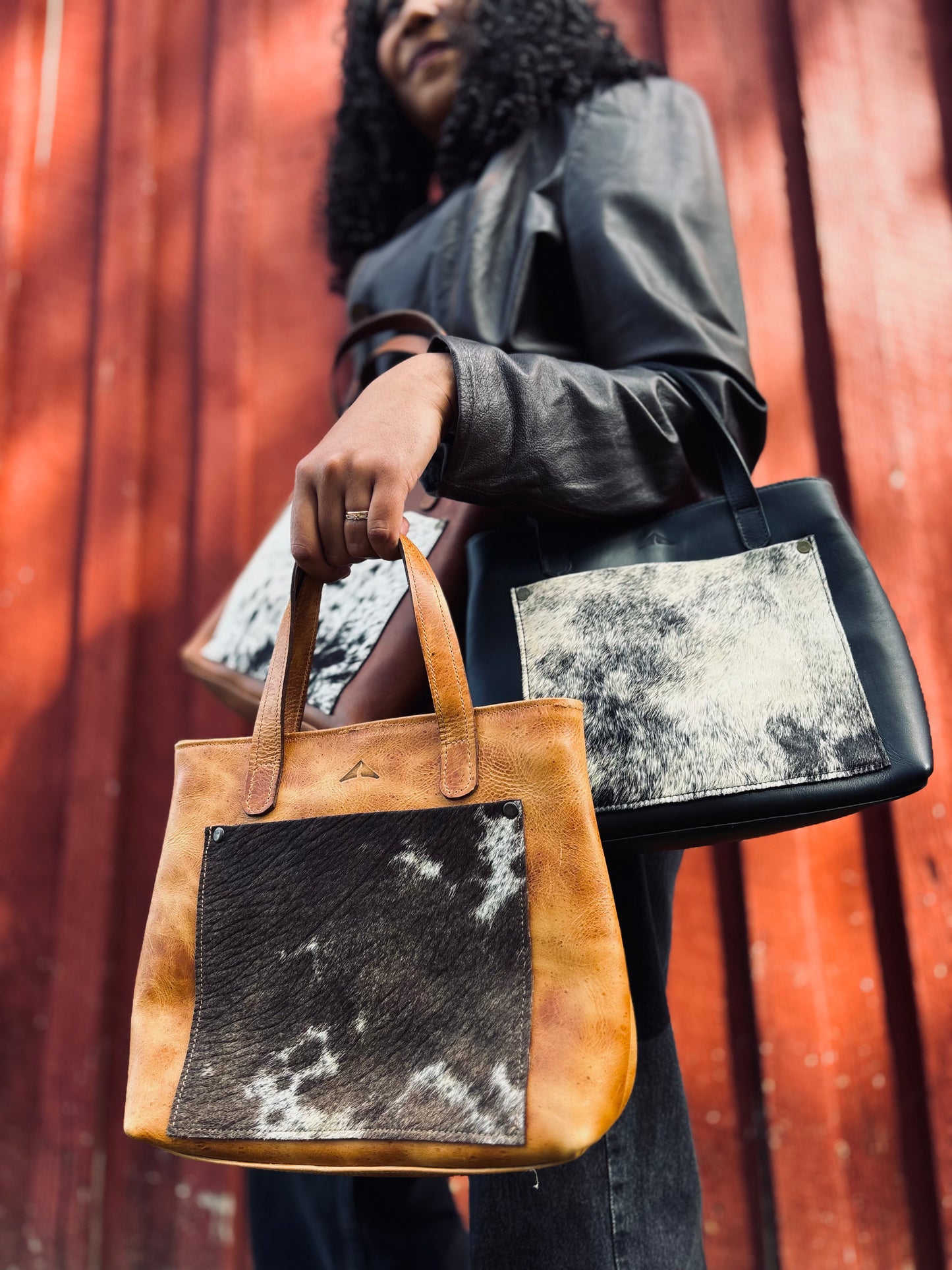 The Perfect Leather Handbag w/ Cowhide Pocket