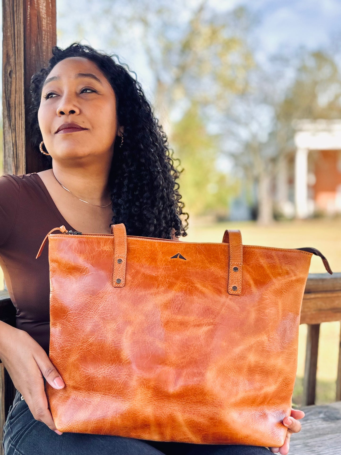 Full Grain Leather Tote - Camel