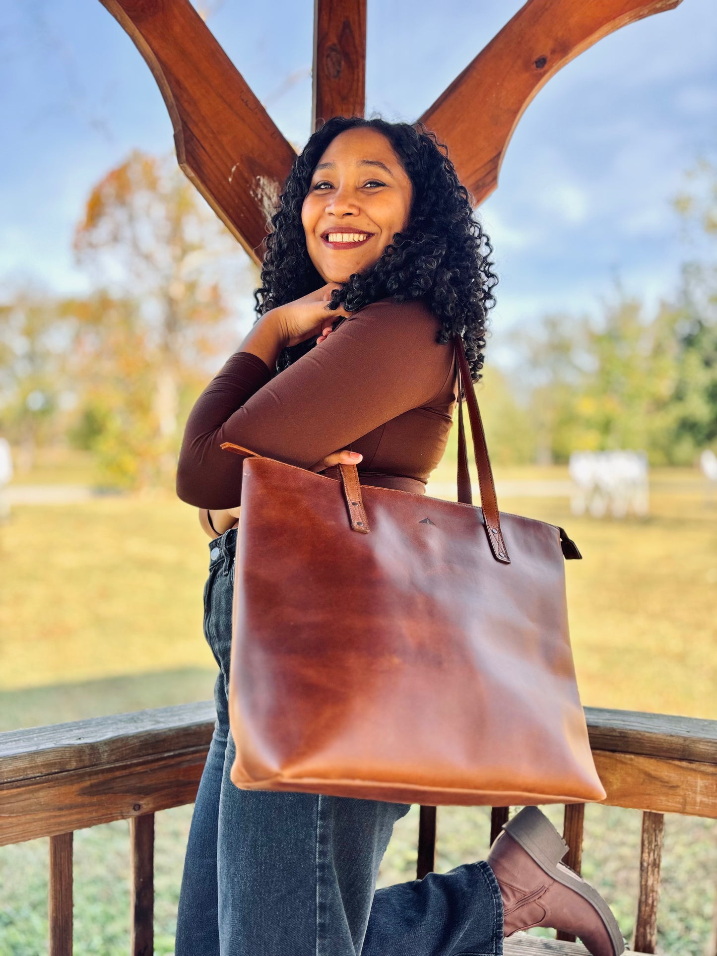 Full-Grain Leather Tote - Mocha