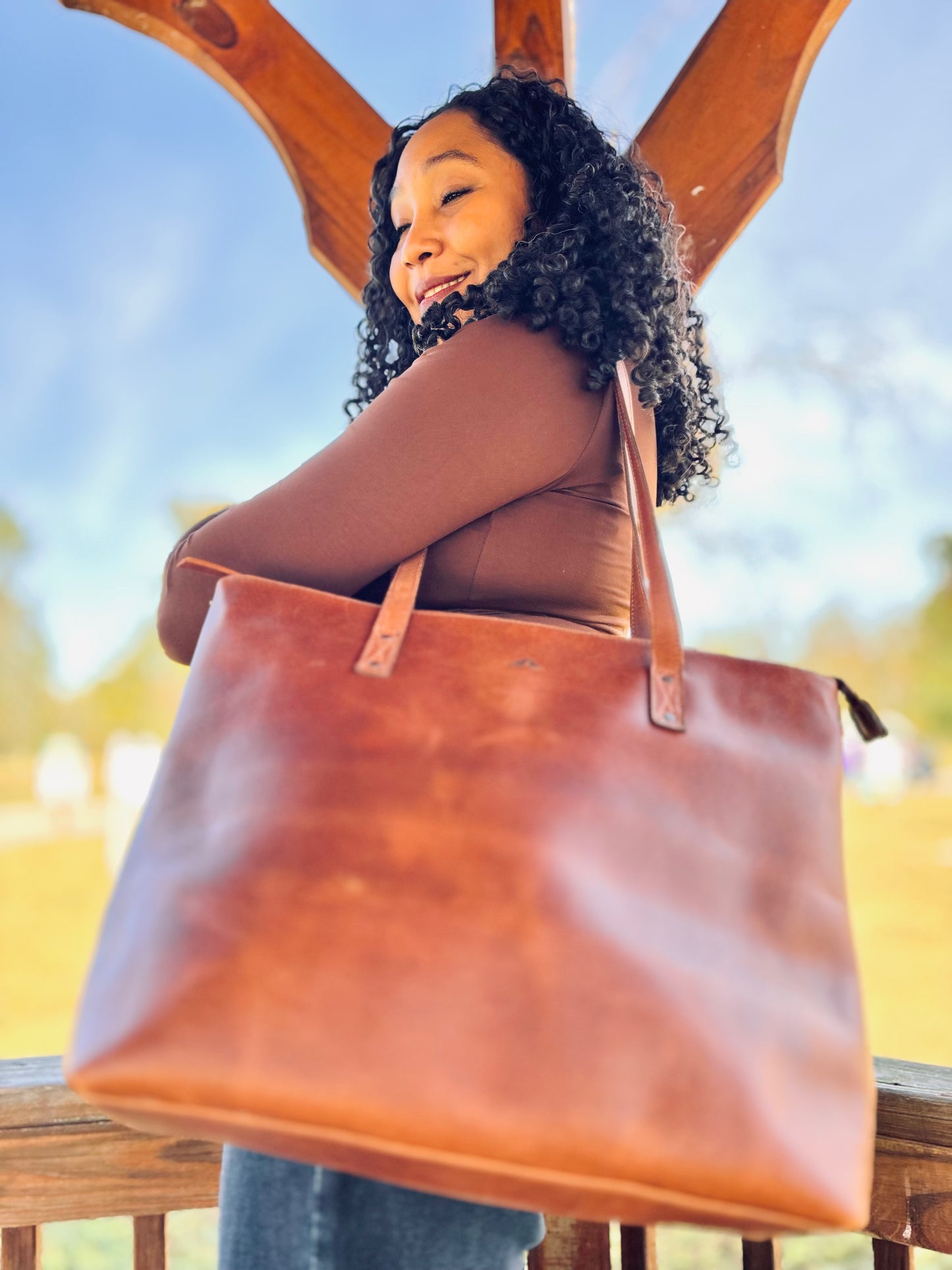 Full-Grain Leather Tote - Mocha
