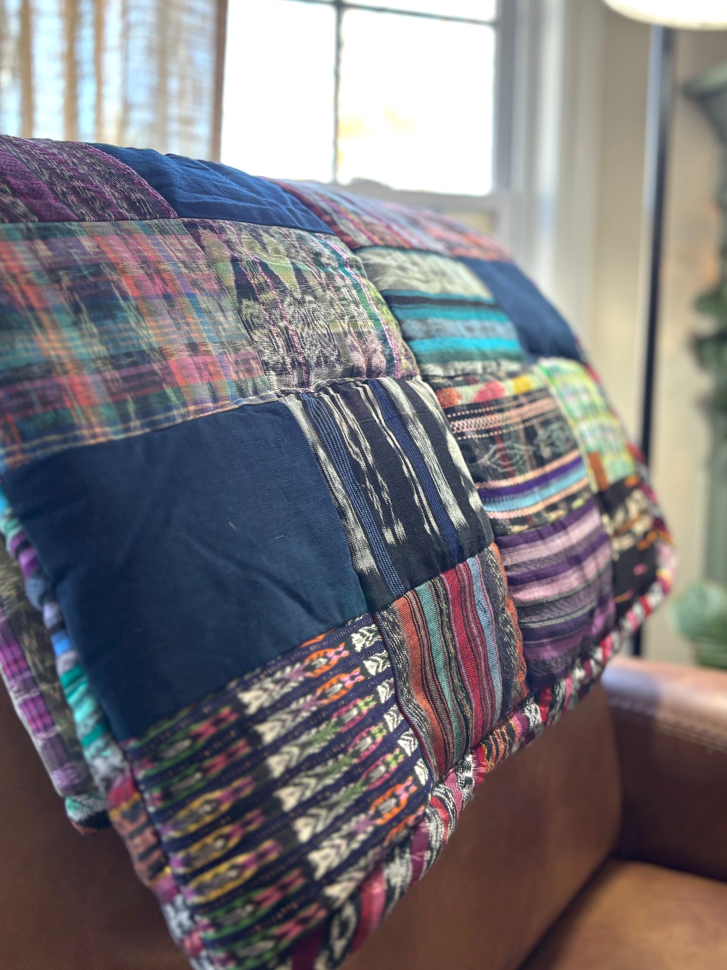 Patchwork Blanket - Olive Green Velvet Backing