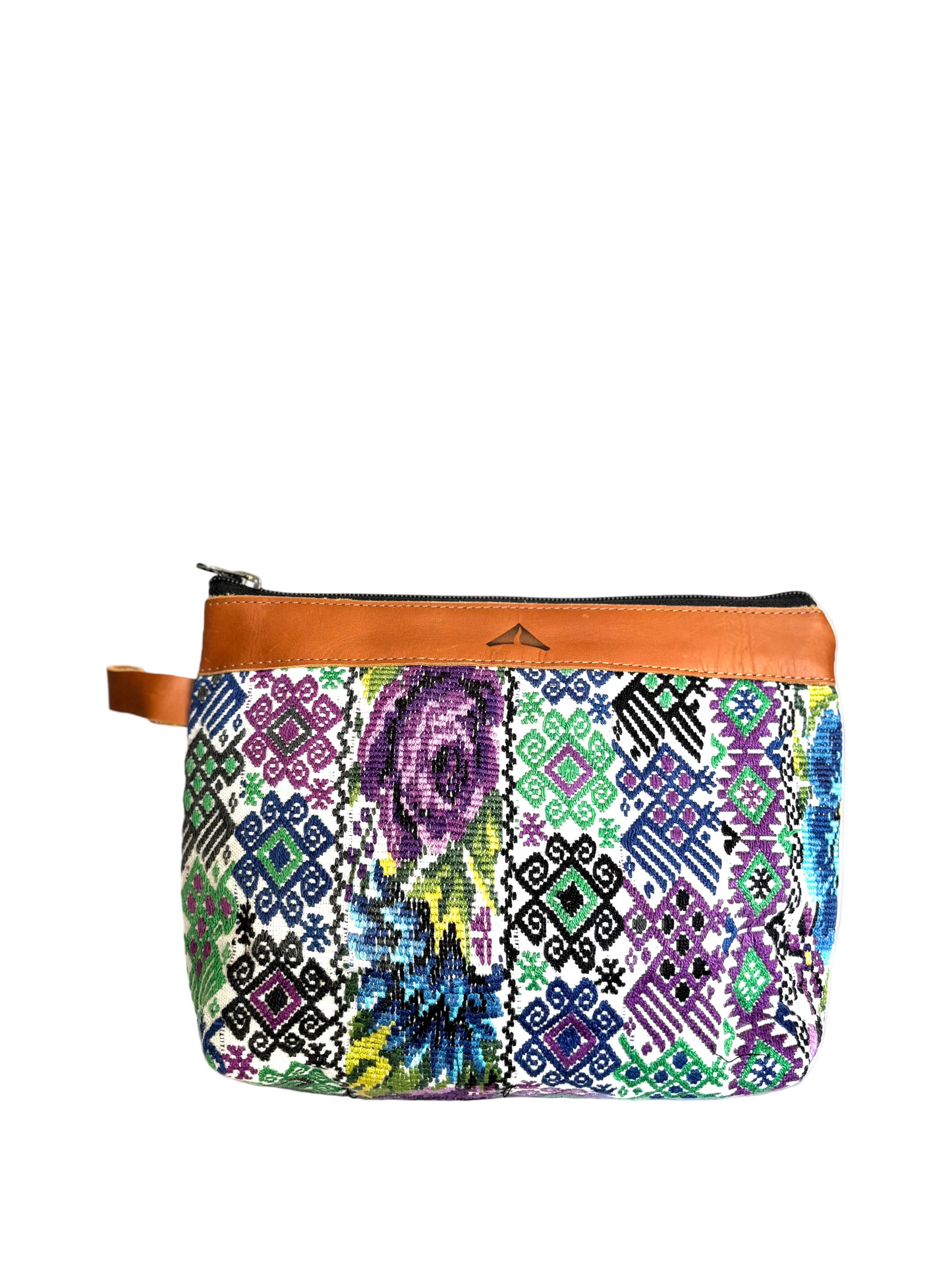 Cosmetic Bag with Leather Trim - Camel Trim