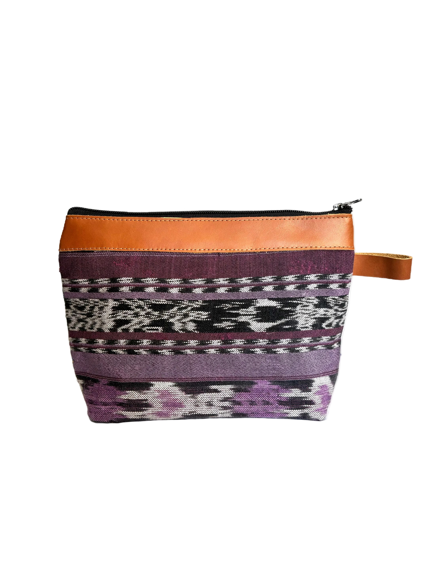 Cosmetic Bag with Leather Trim - Camel Trim