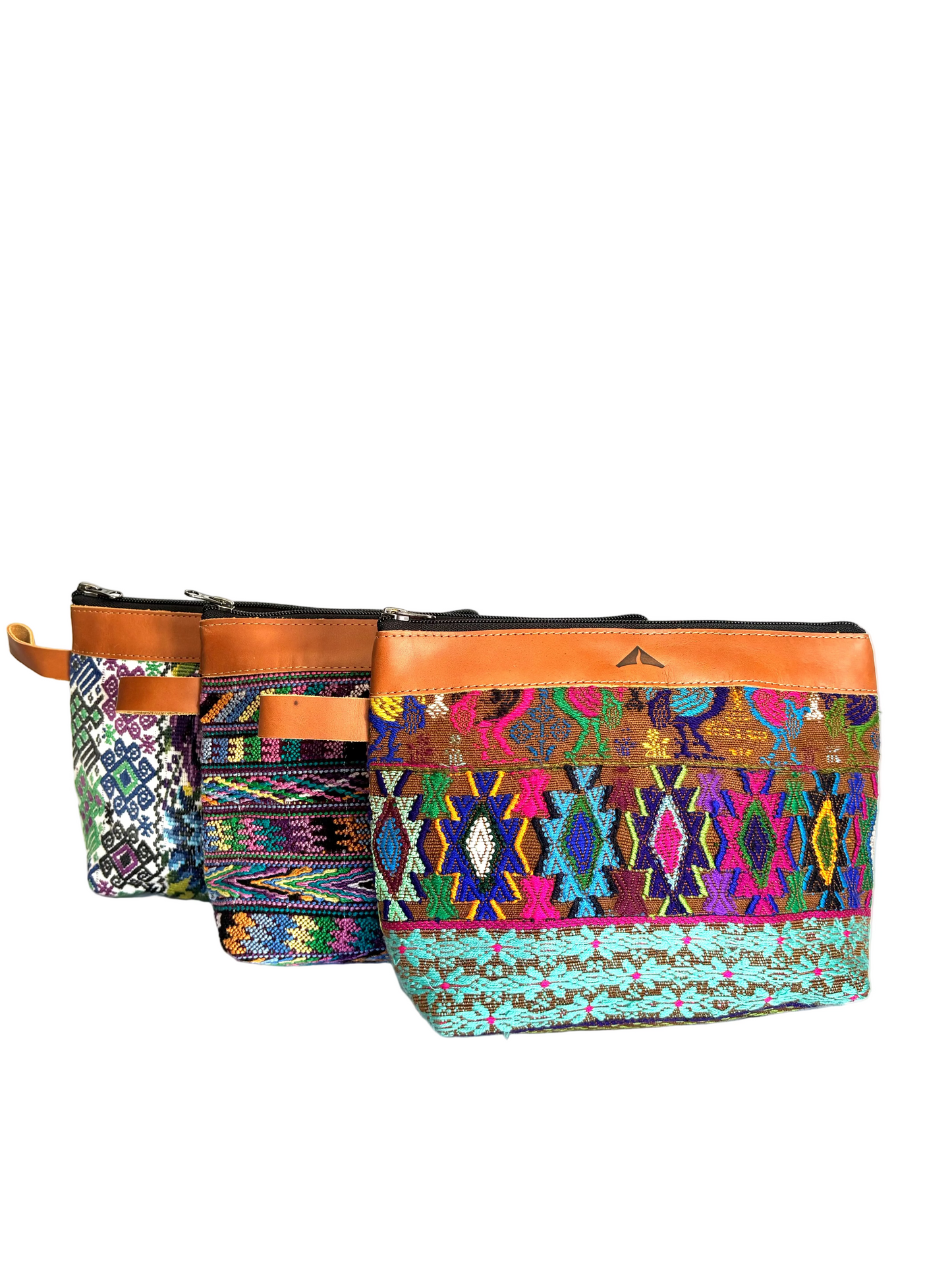 Cosmetic Bag with Leather Trim - Camel Trim