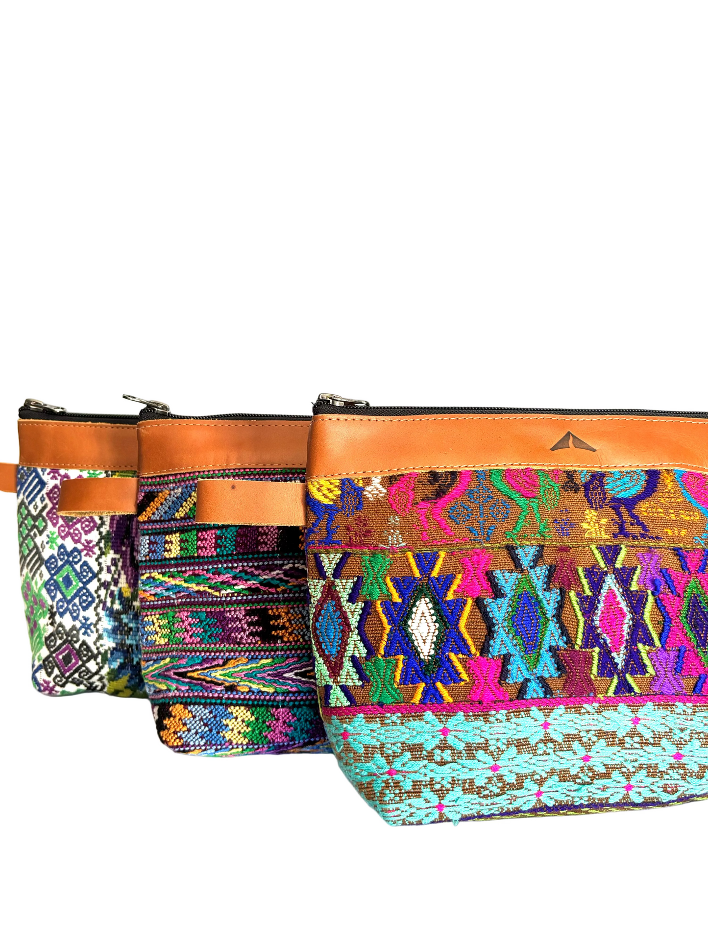 Cosmetic Bag with Leather Trim - Camel Trim