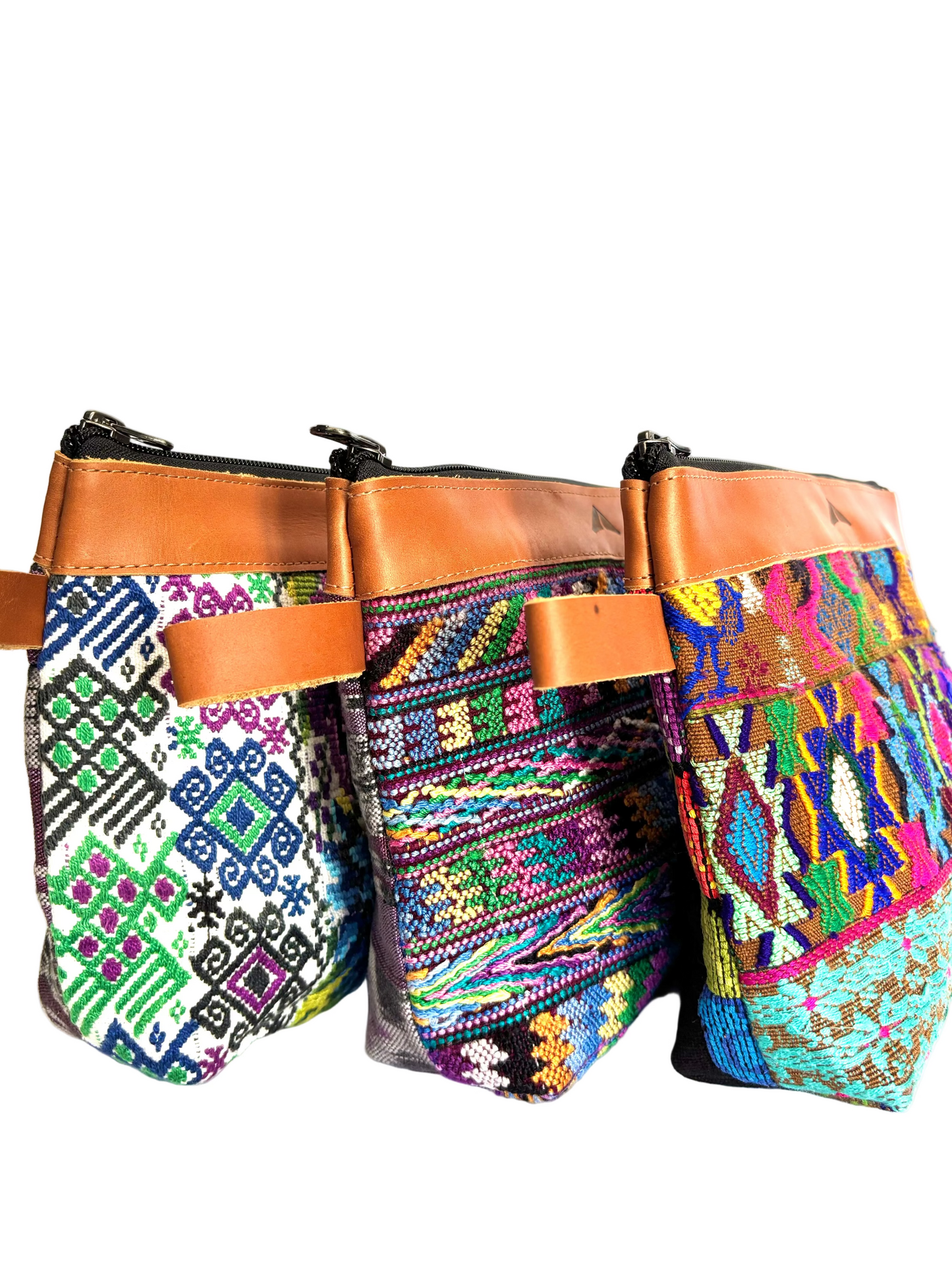 Cosmetic Bag with Leather Trim - Camel Trim