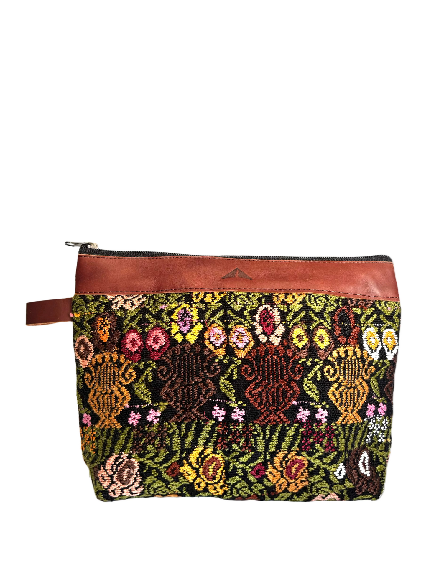 Cosmetic Bag with Leather Trim - Mocha Trim