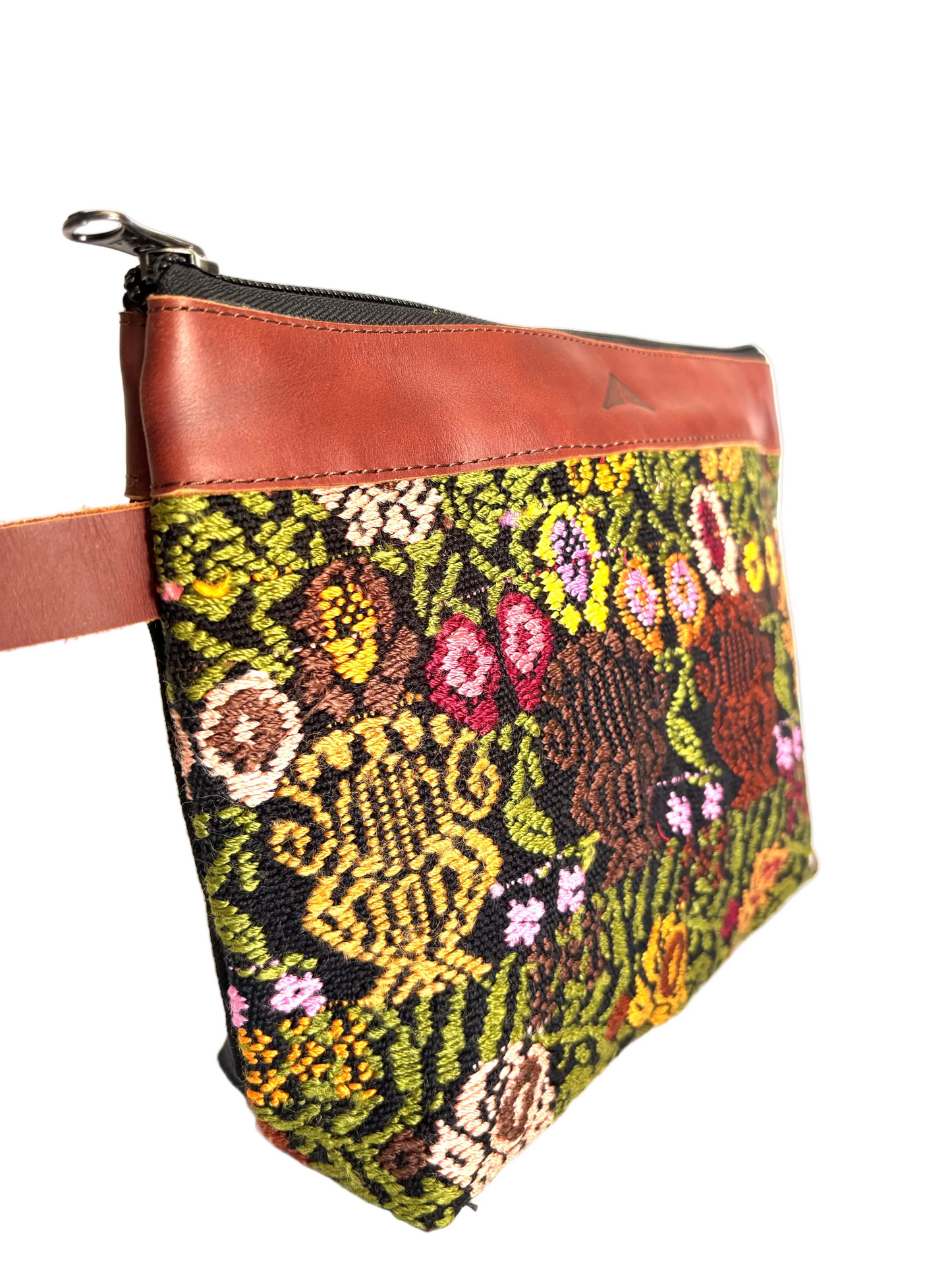 Cosmetic Bag with Leather Trim - Mocha Trim