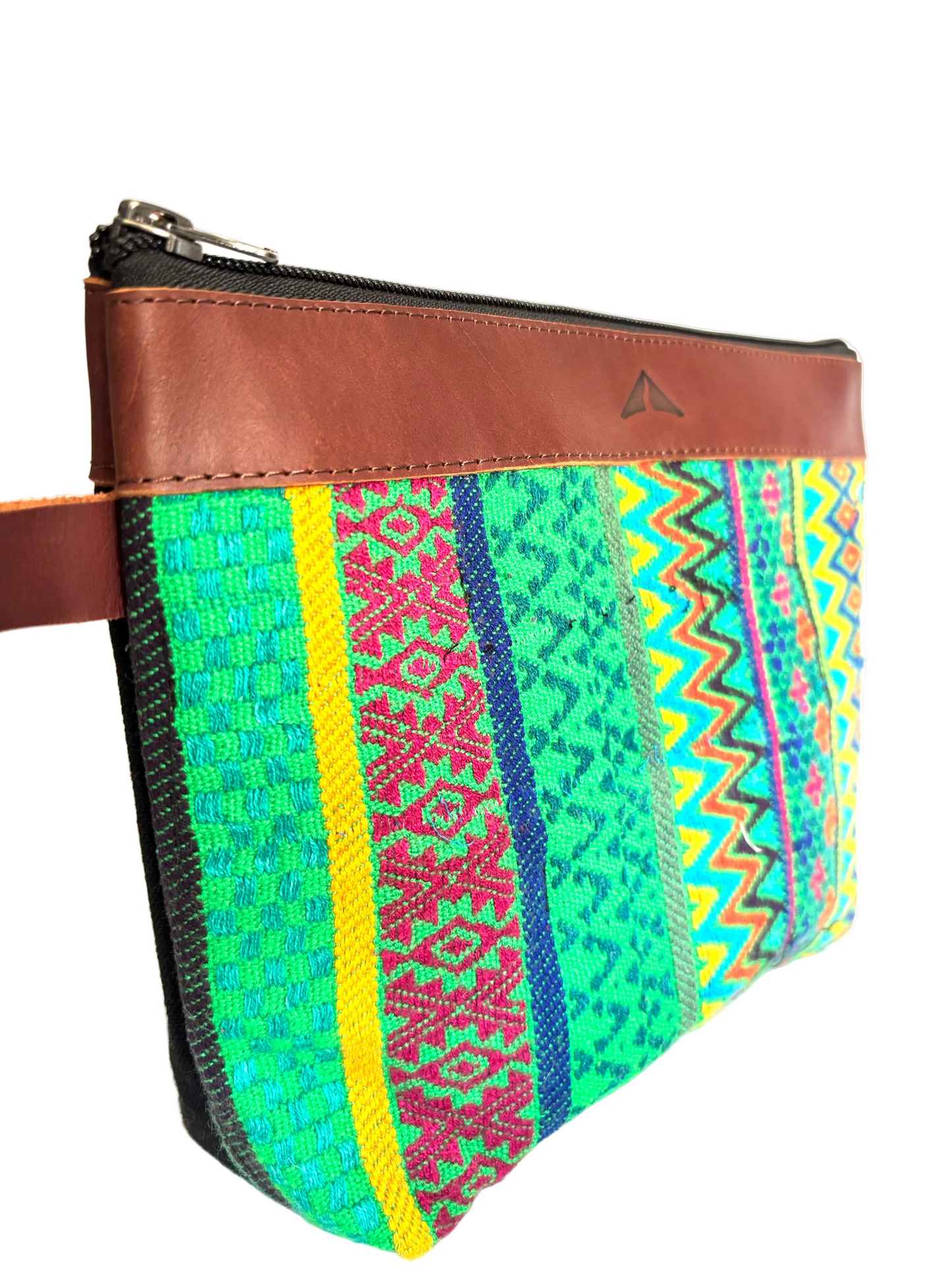 Cosmetic Bag with Leather Trim - Mocha Trim