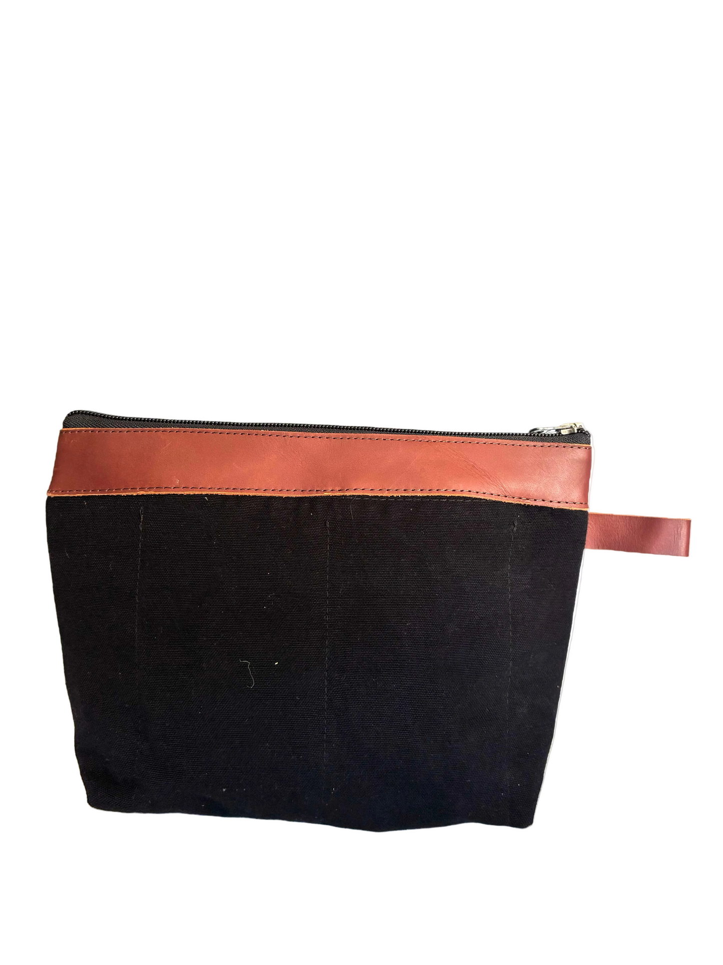 Cosmetic Bag with Leather Trim - Mocha Trim