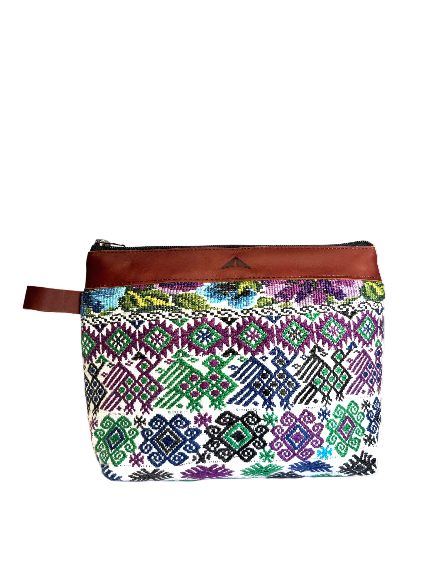 Cosmetic Bag with Leather Trim - Mocha Trim