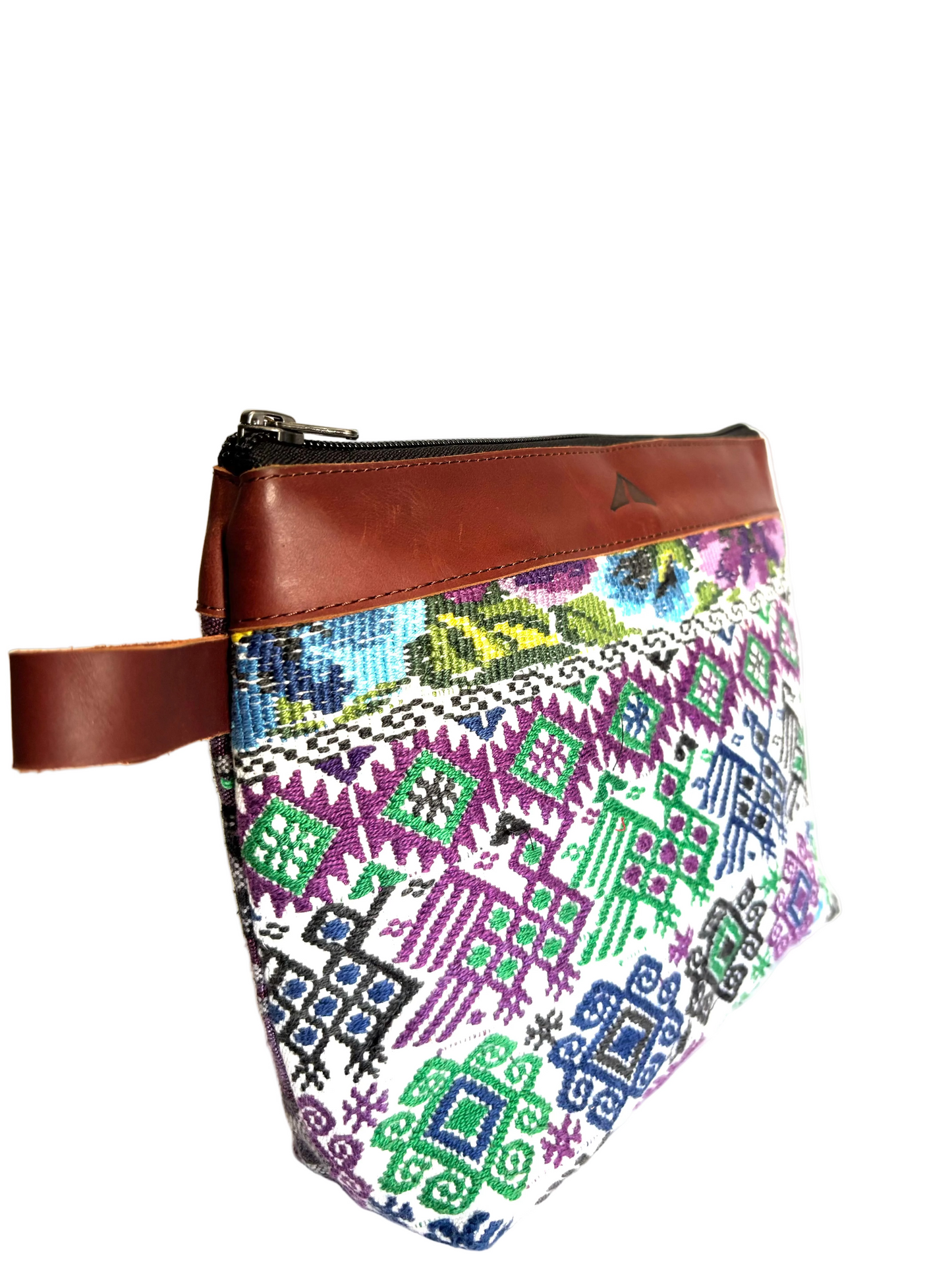 Cosmetic Bag with Leather Trim - Mocha Trim