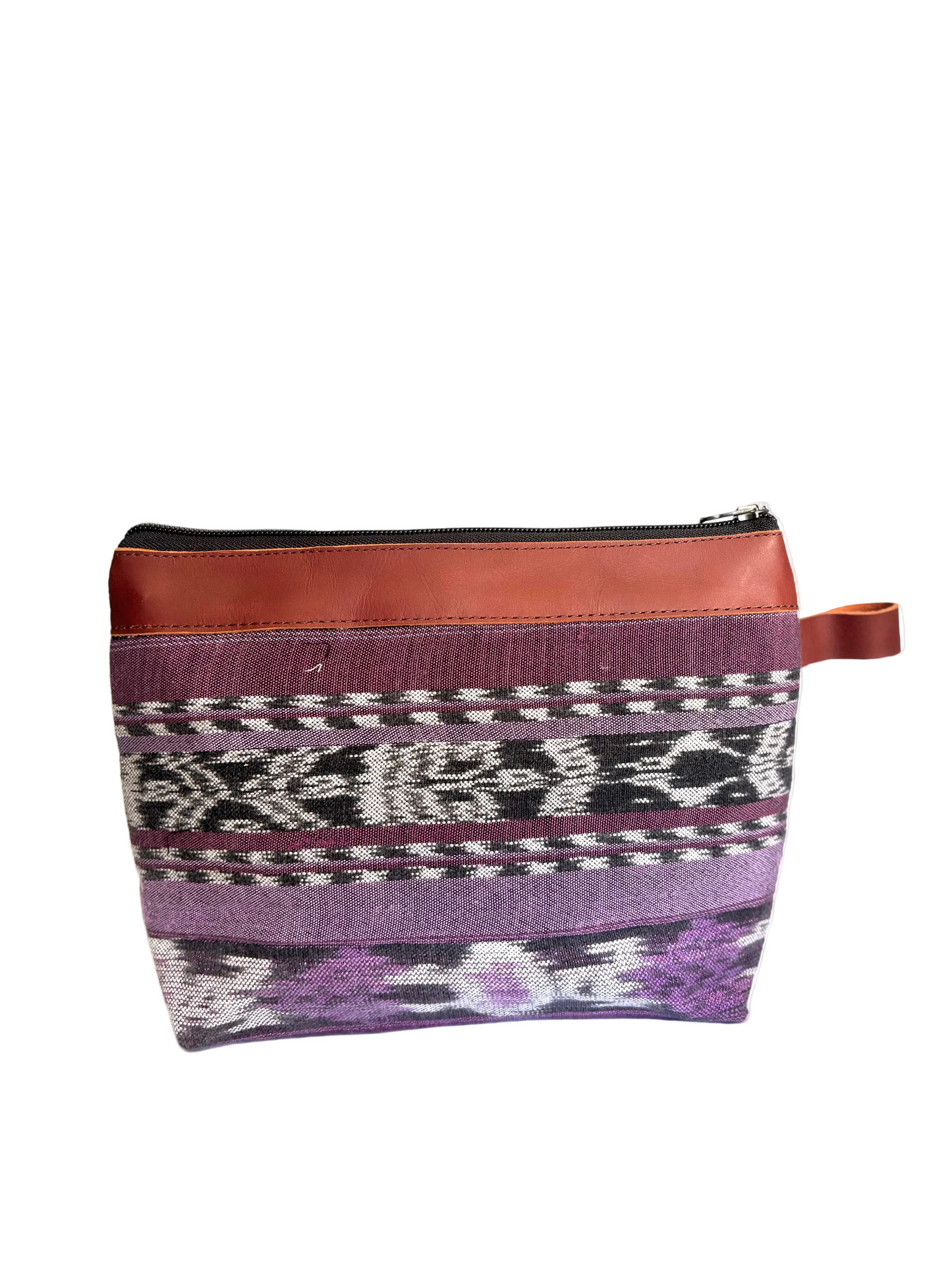 Cosmetic Bag with Leather Trim - Mocha Trim