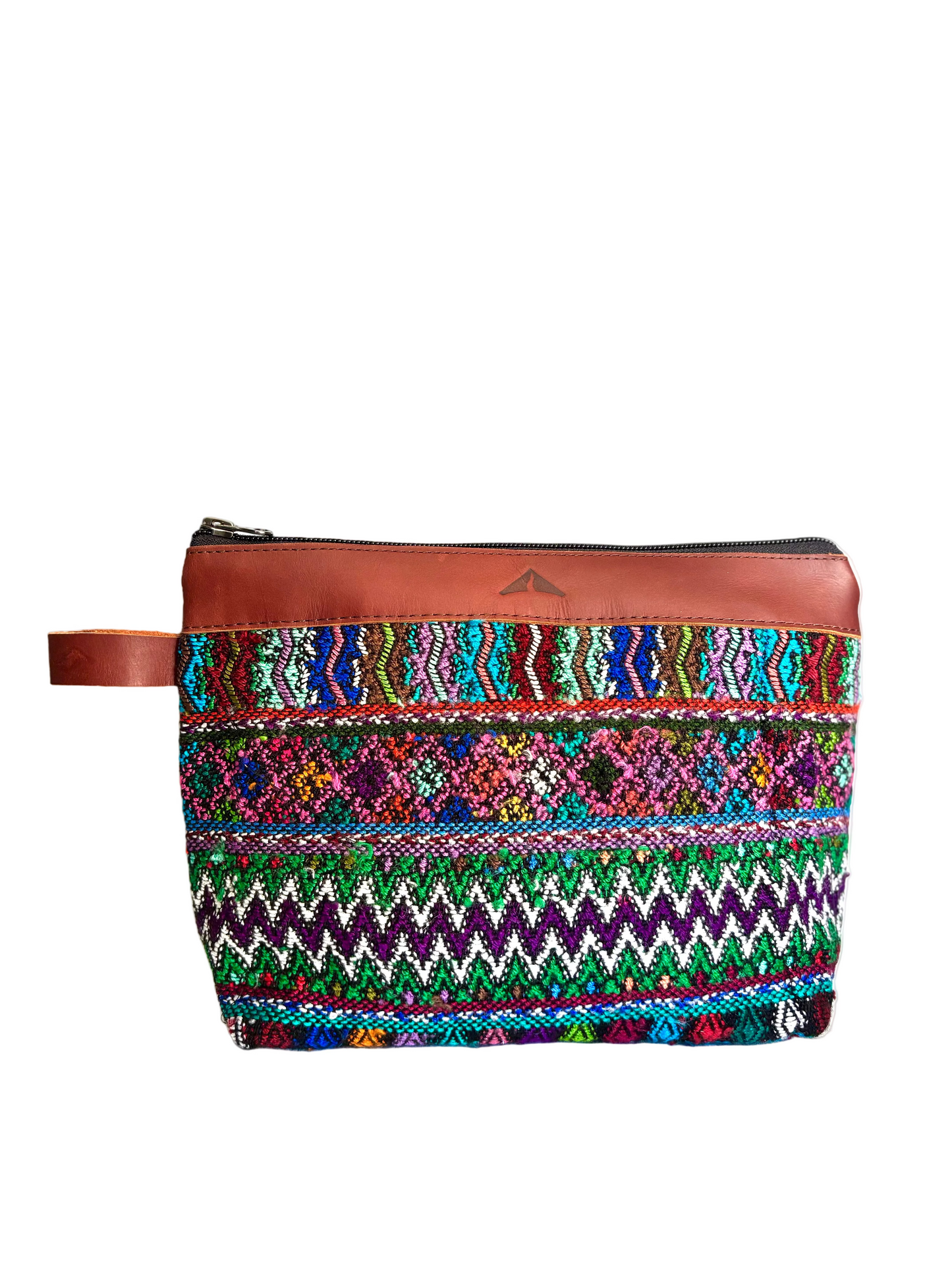 Cosmetic Bag with Leather Trim - Mocha Trim