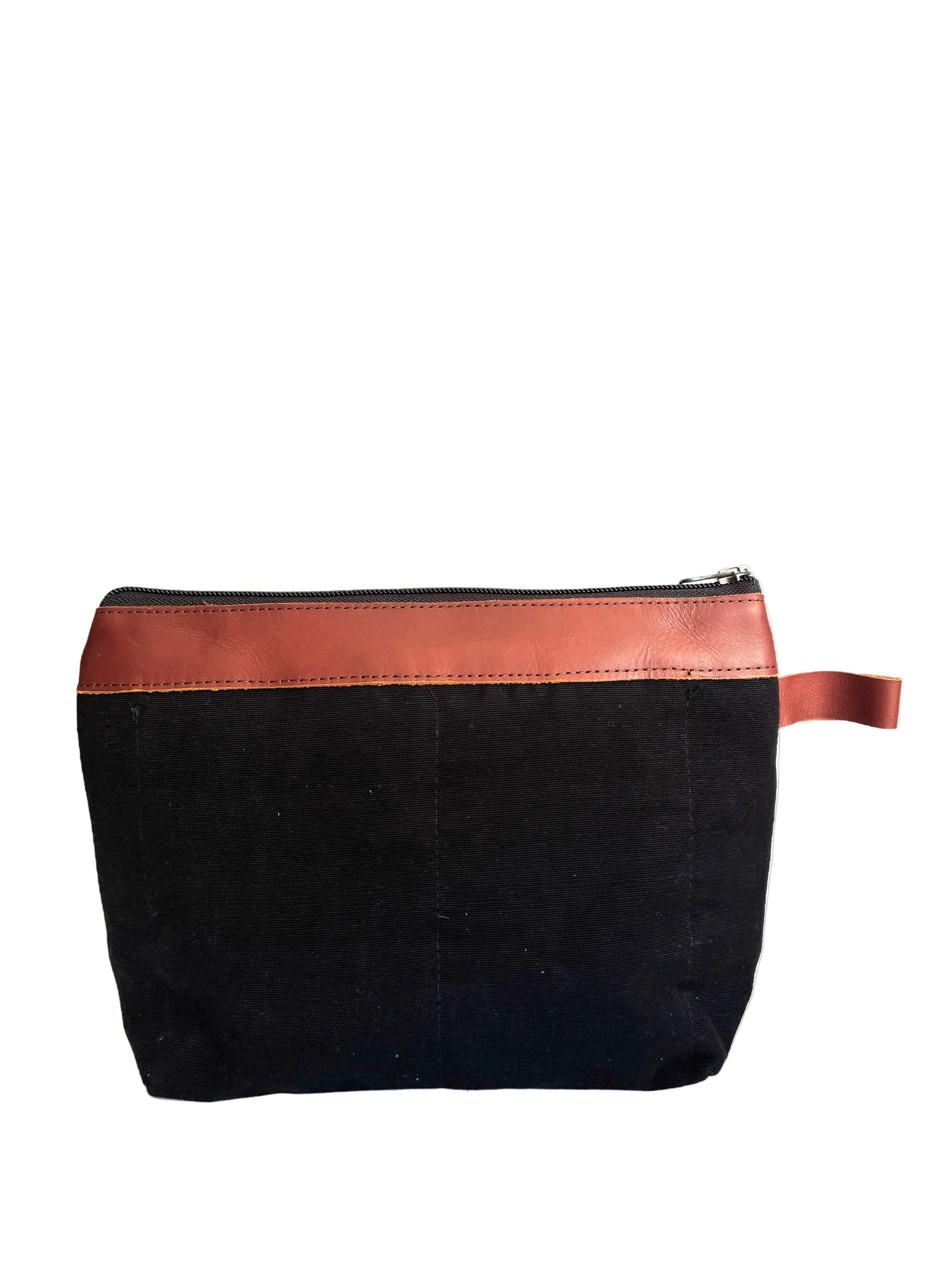 Cosmetic Bag with Leather Trim - Mocha Trim