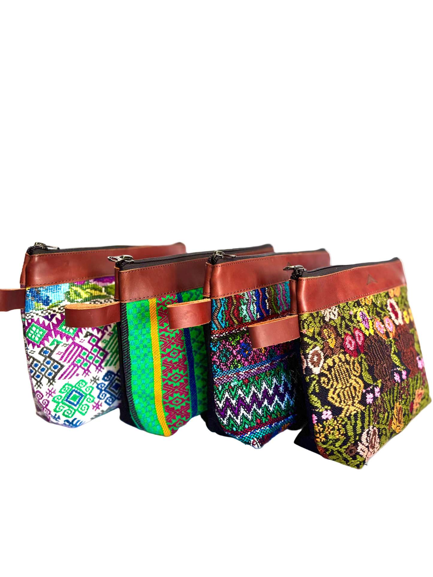 Cosmetic Bag with Leather Trim - Mocha Trim