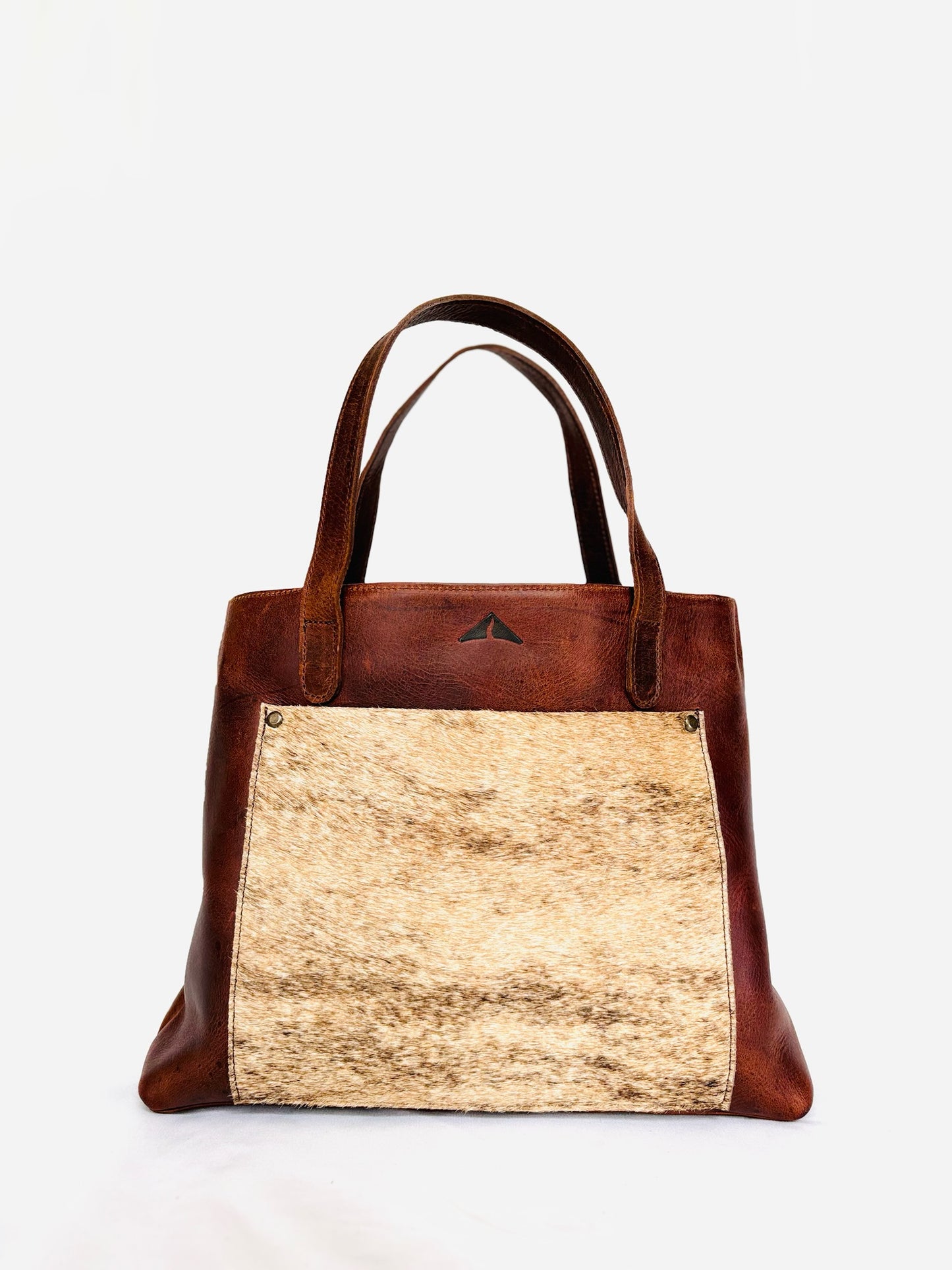 The Perfect Leather Handbag w/ Cowhide Pocket - Mocha