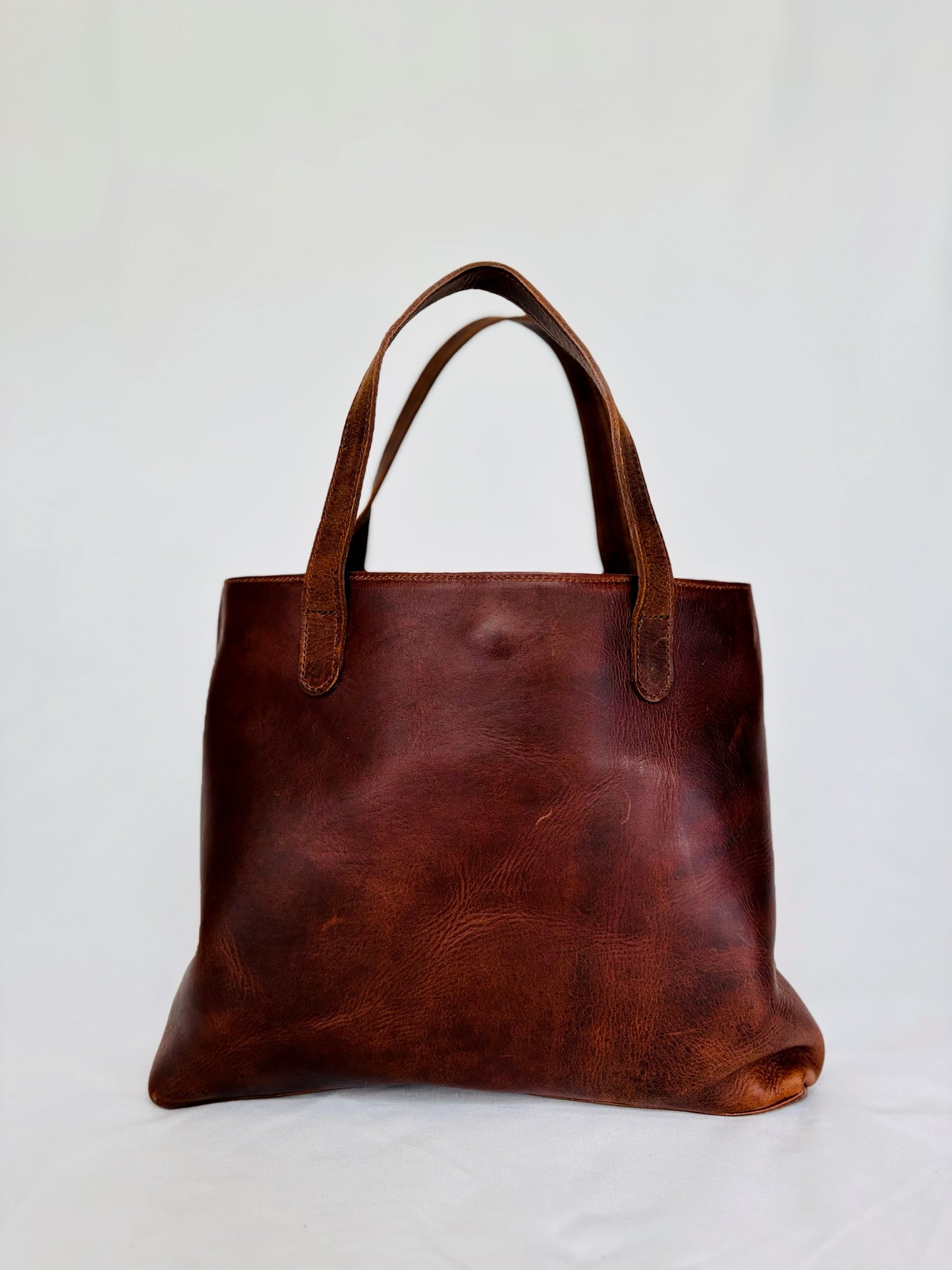 The Perfect Leather Handbag w/ Cowhide Pocket - Mocha