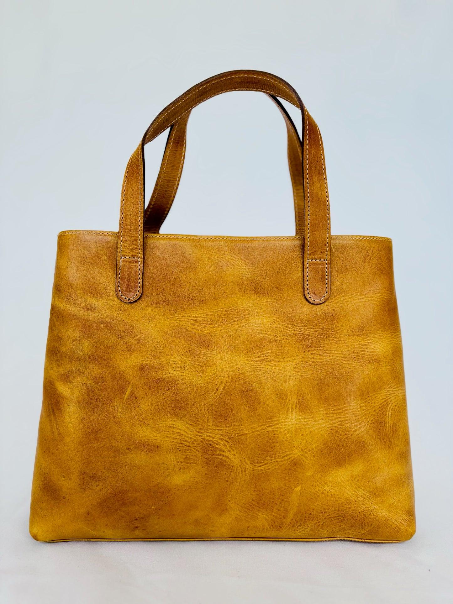 The Perfect Leather Handbag w/ Cowhide Pocket - Camel