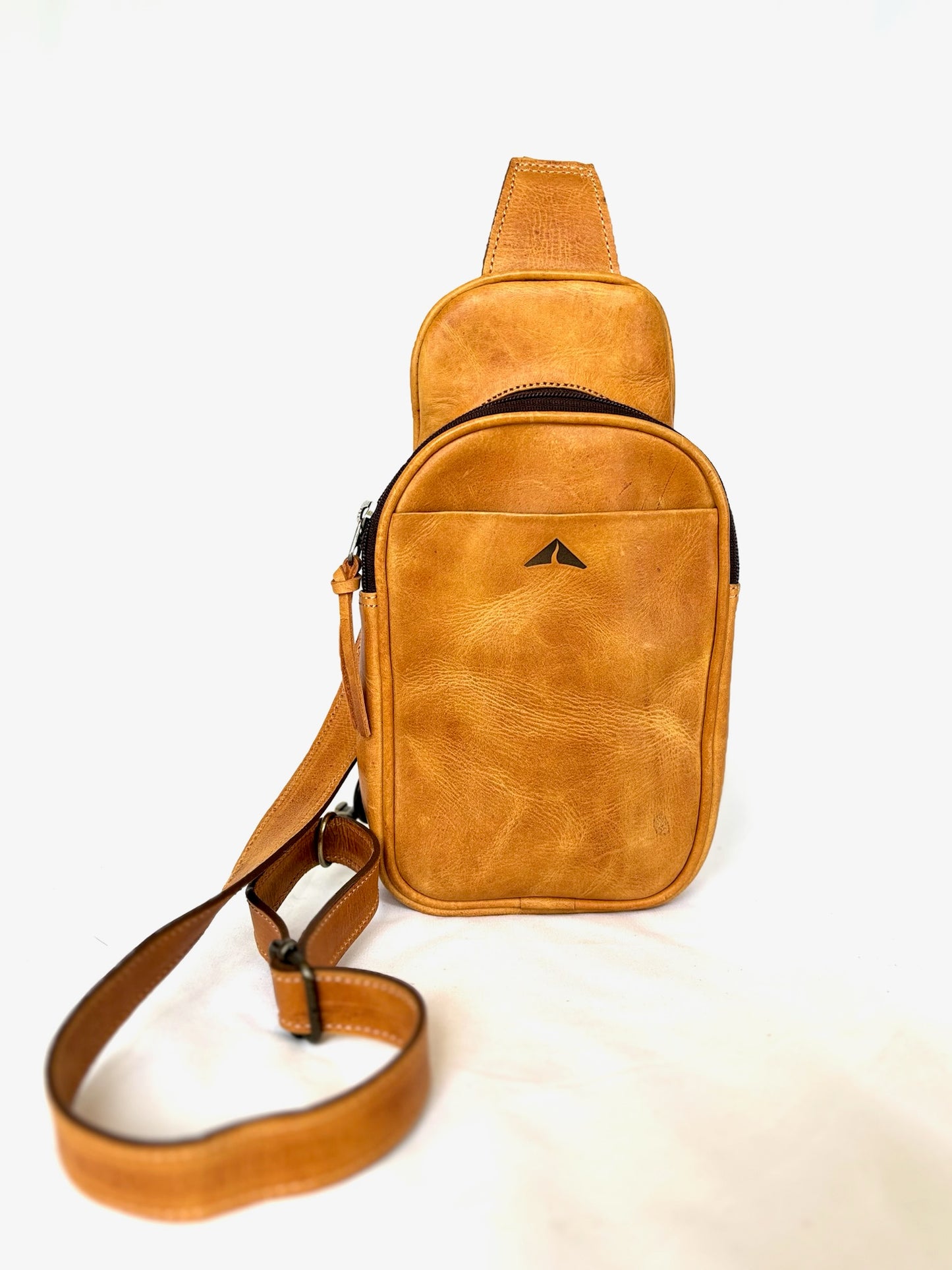 Leather Crossbody Pouch - Camel