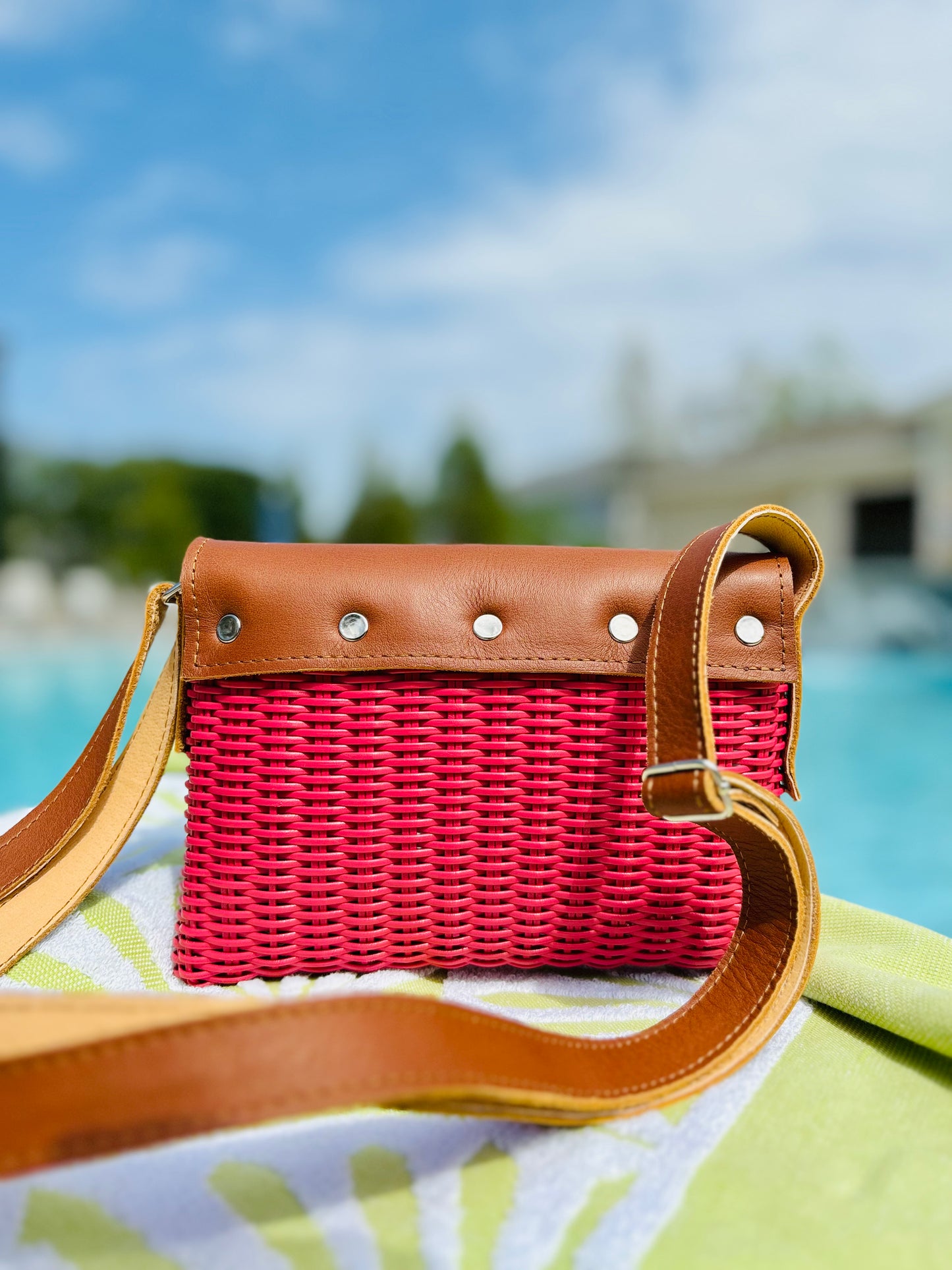 Woven Beach Collection - Mini w/ Sandalwood Leather Accent
